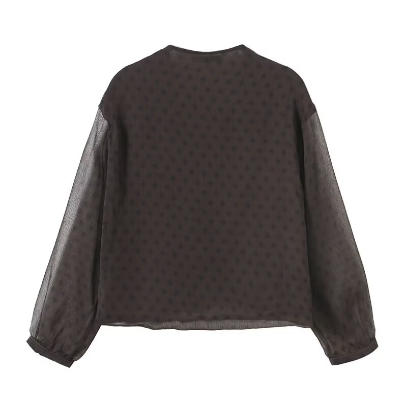 Women's Polka Dot V-Neck Blouse - Chic French Style KUN-00098