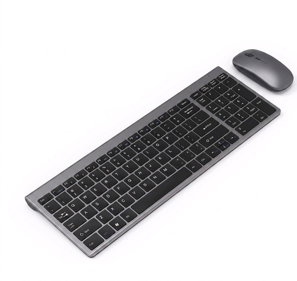 Ensemble clavier et souris sans fil 2,4 GHz rechargeable ultra-fin, autonomie de 20 jours