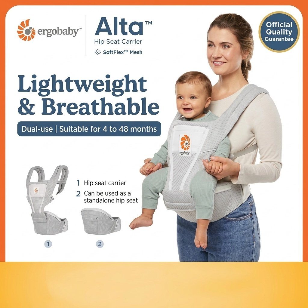 Ergobaby Alta Hip Seat Baby Carrier - Ergonomic & Breathable