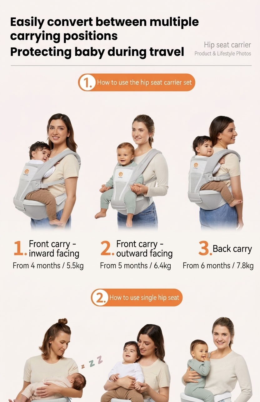 Ergobaby Alta Hip Seat Baby Carrier - Ergonomic & Breathable