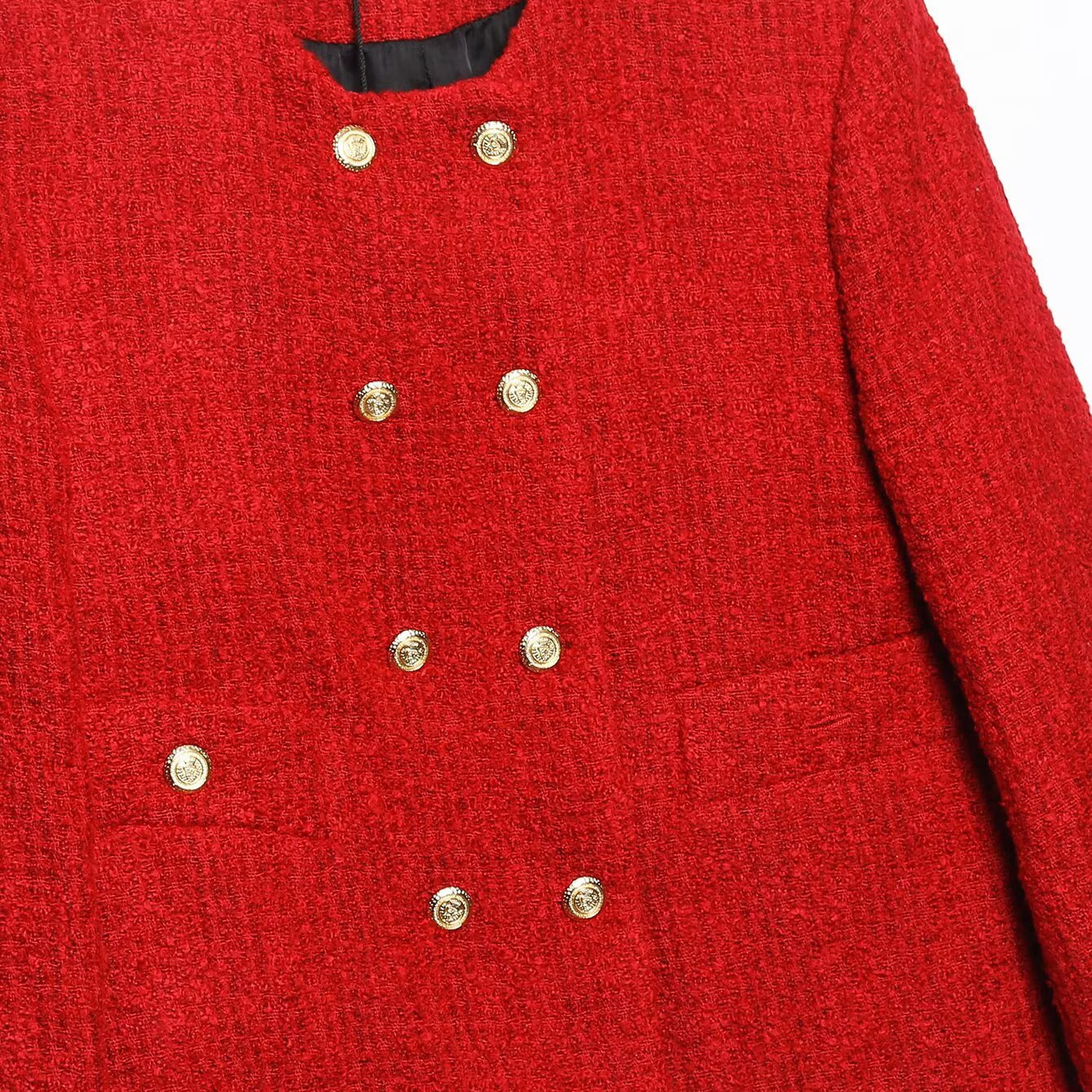 Women's Textured Double-Breasted Blazer - Casual Chic KUN-00058