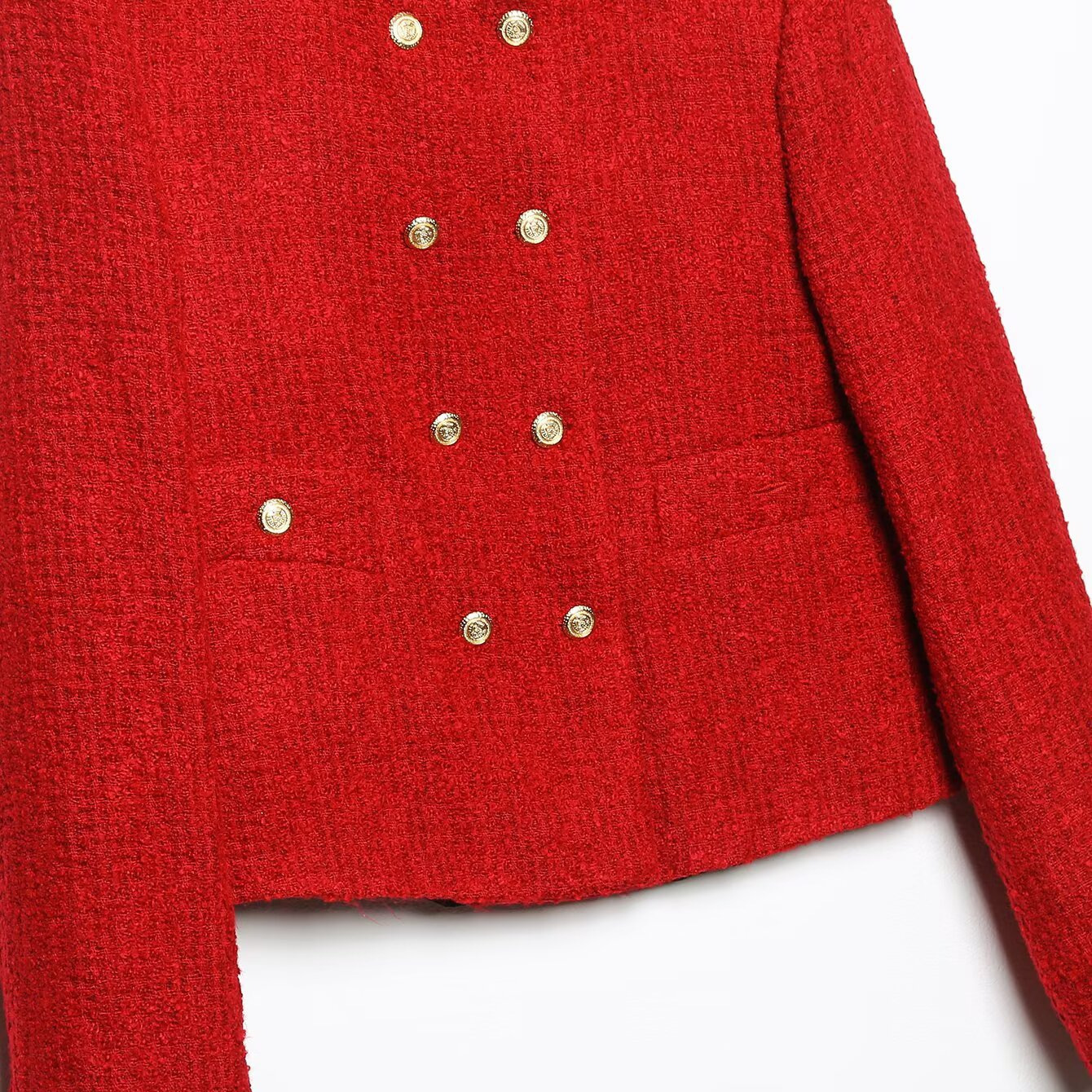 Women's Textured Double-Breasted Blazer - Casual Chic KUN-00058