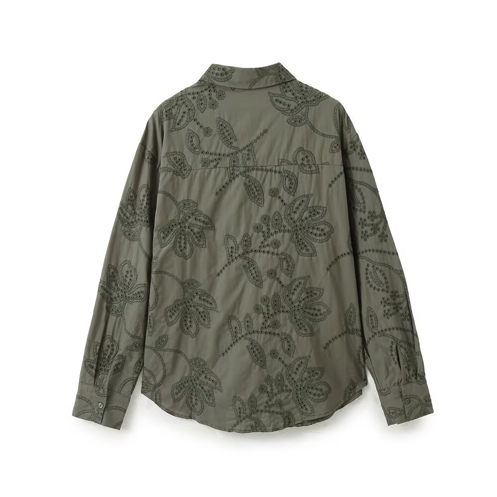 Embroidered Classic Shirt - European Style Versatile Top KUN-00008