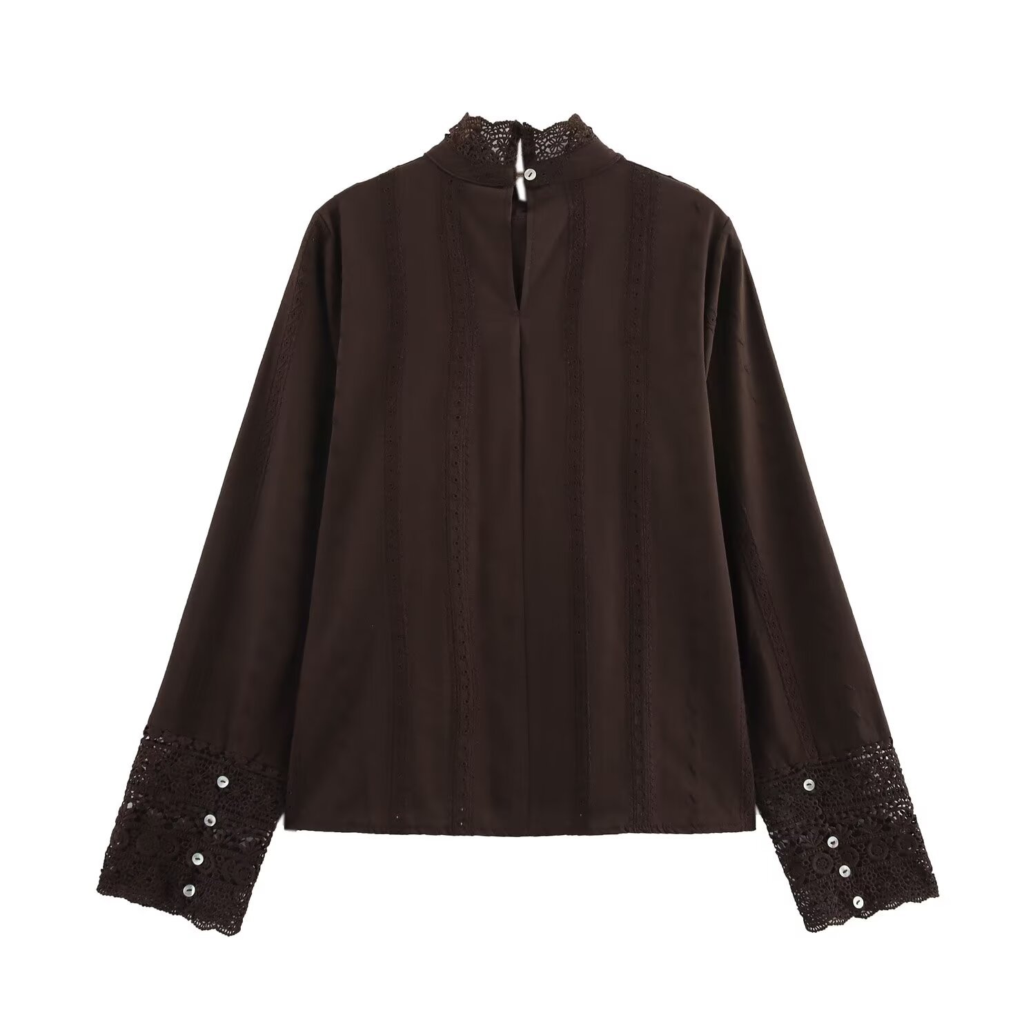 Embroidered Lace Blouse - Classic Women's Shirt KUN-00009