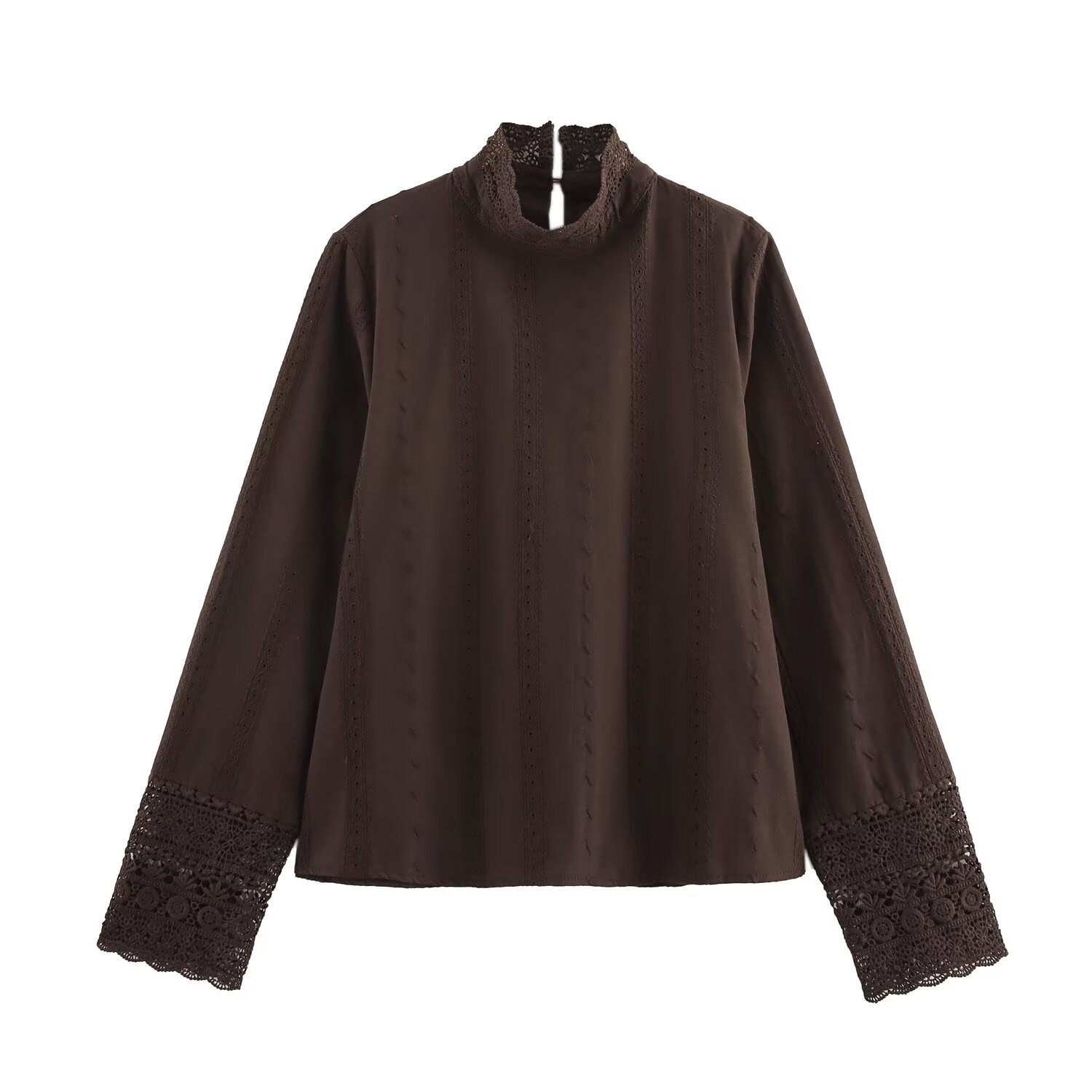 Embroidered Lace Blouse - Classic Women's Shirt KUN-00009