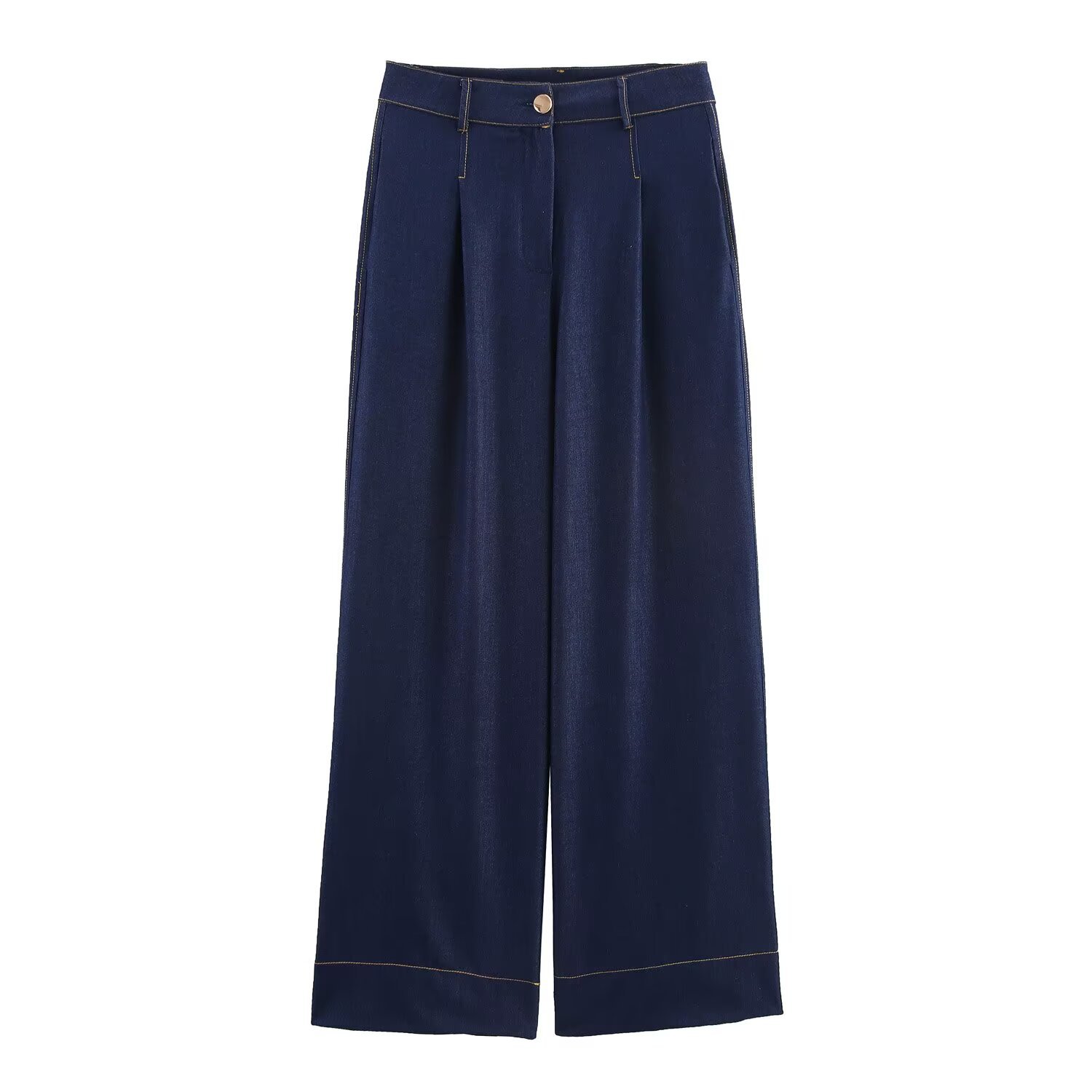 Conjunto de traje con bloques de color para mujer: chaqueta corta y pantalón ancho KUN-00002