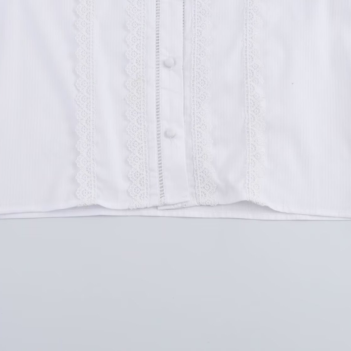 Women's Lace Trim Romantic Blouse Top KUN-00010