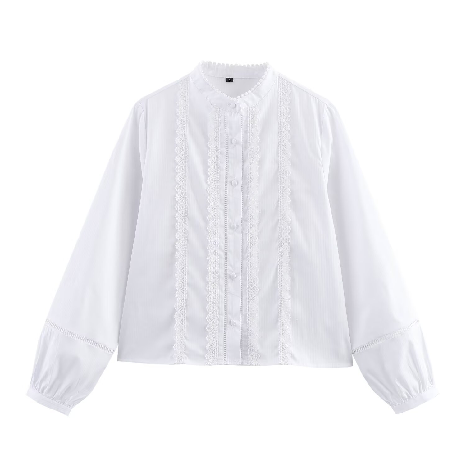 Women's Lace Trim Romantic Blouse Top KUN-00010