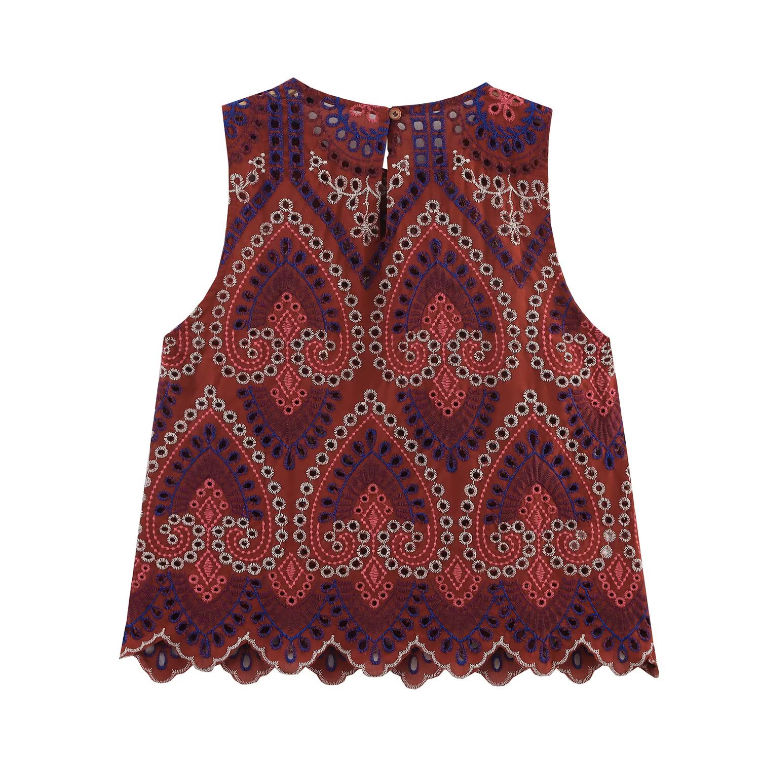 Women's Embroidered Midi Dress & Top Set - Elegant Cutout KUN-00022