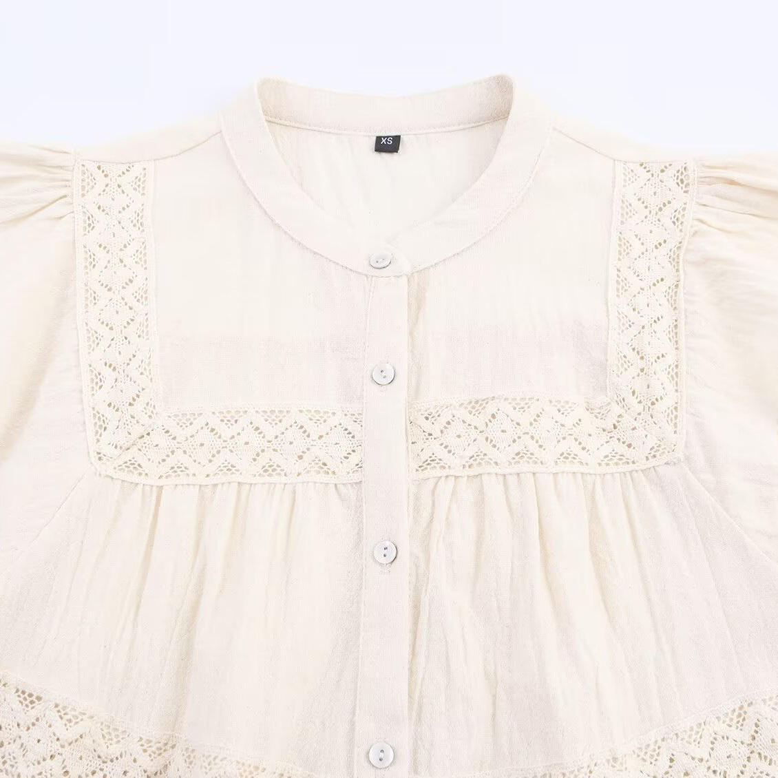 Blusa de encaje de crochet - Estilo europeo para vacaciones KUN-00138