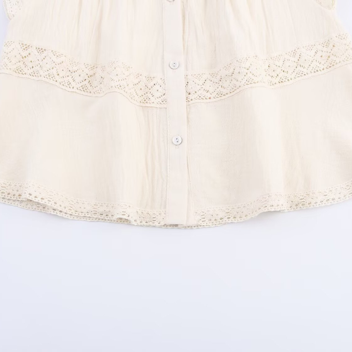 Blusa de encaje de crochet - Estilo europeo para vacaciones KUN-00138