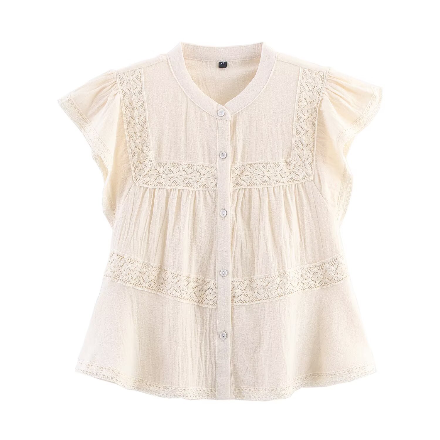 Blusa de encaje de crochet - Estilo europeo para vacaciones KUN-00138
