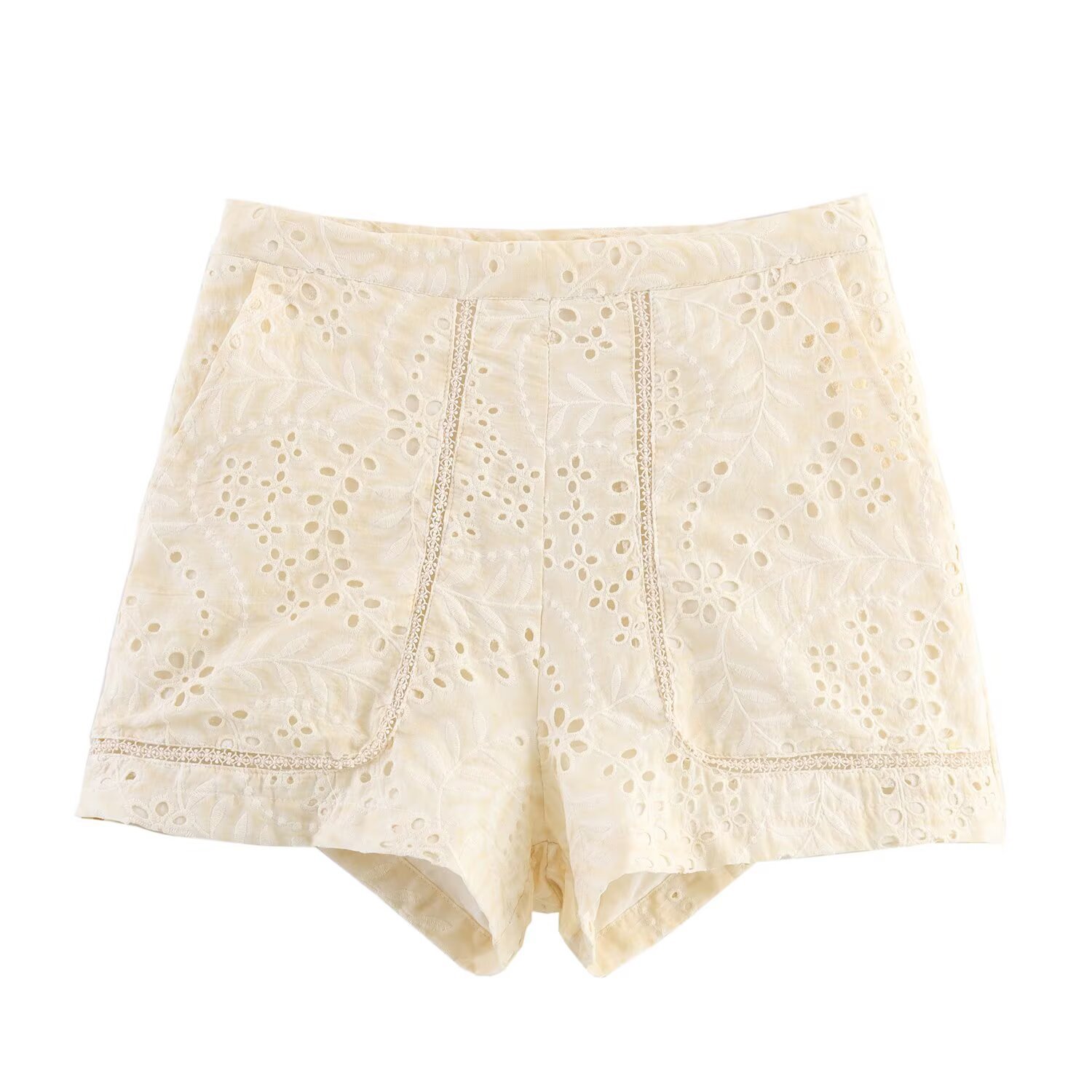 Conjunto de camisa y pantalón corto de lino bordado KUN-00038