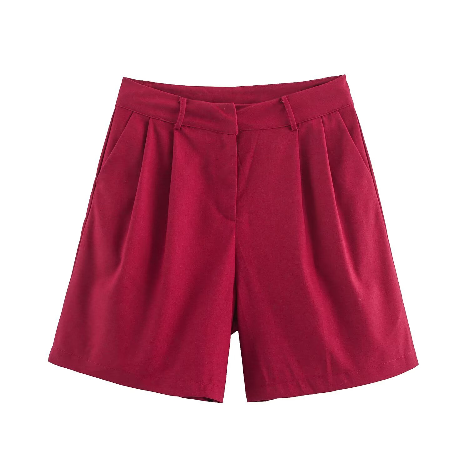 Linen Blend Women's Top & Pleated Shorts Set KUN-00025