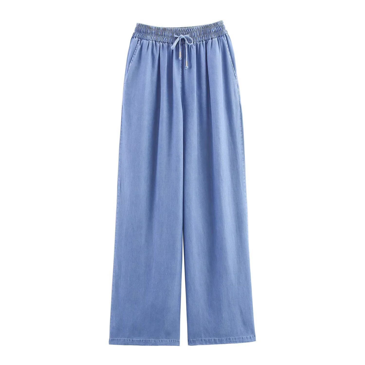 Damesblouse met strik en wijde broek set - Elastische taille KUN-00091