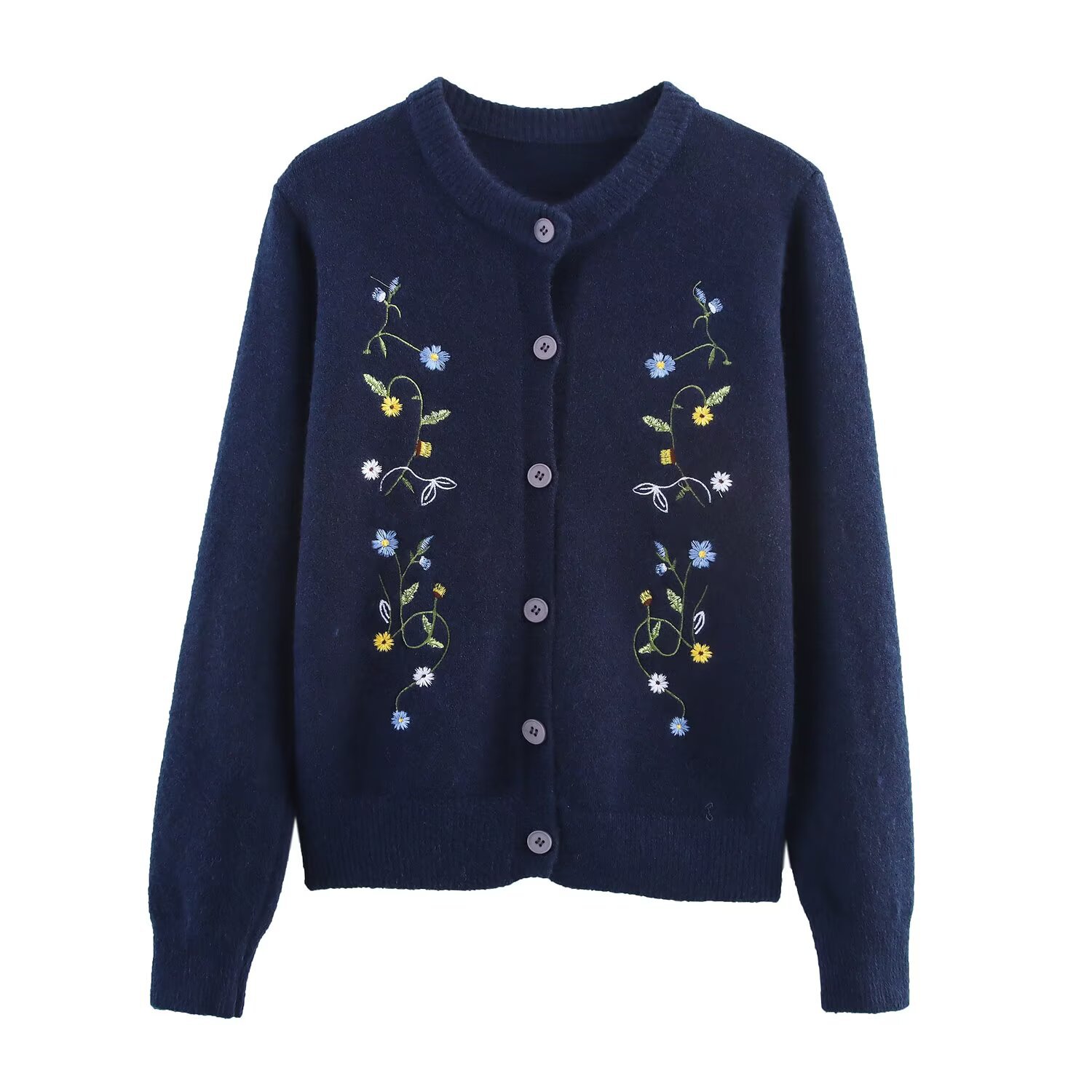 Knit Cardigan Embroidered Casual Top KUN-00092