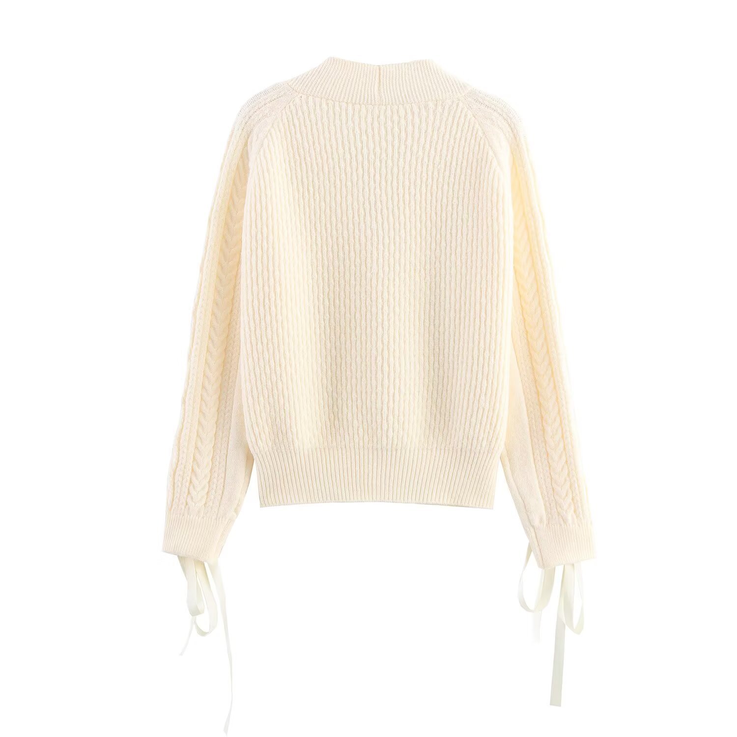 Knit Top Women's Beaded Drawstring Casual Chic KUN-00010