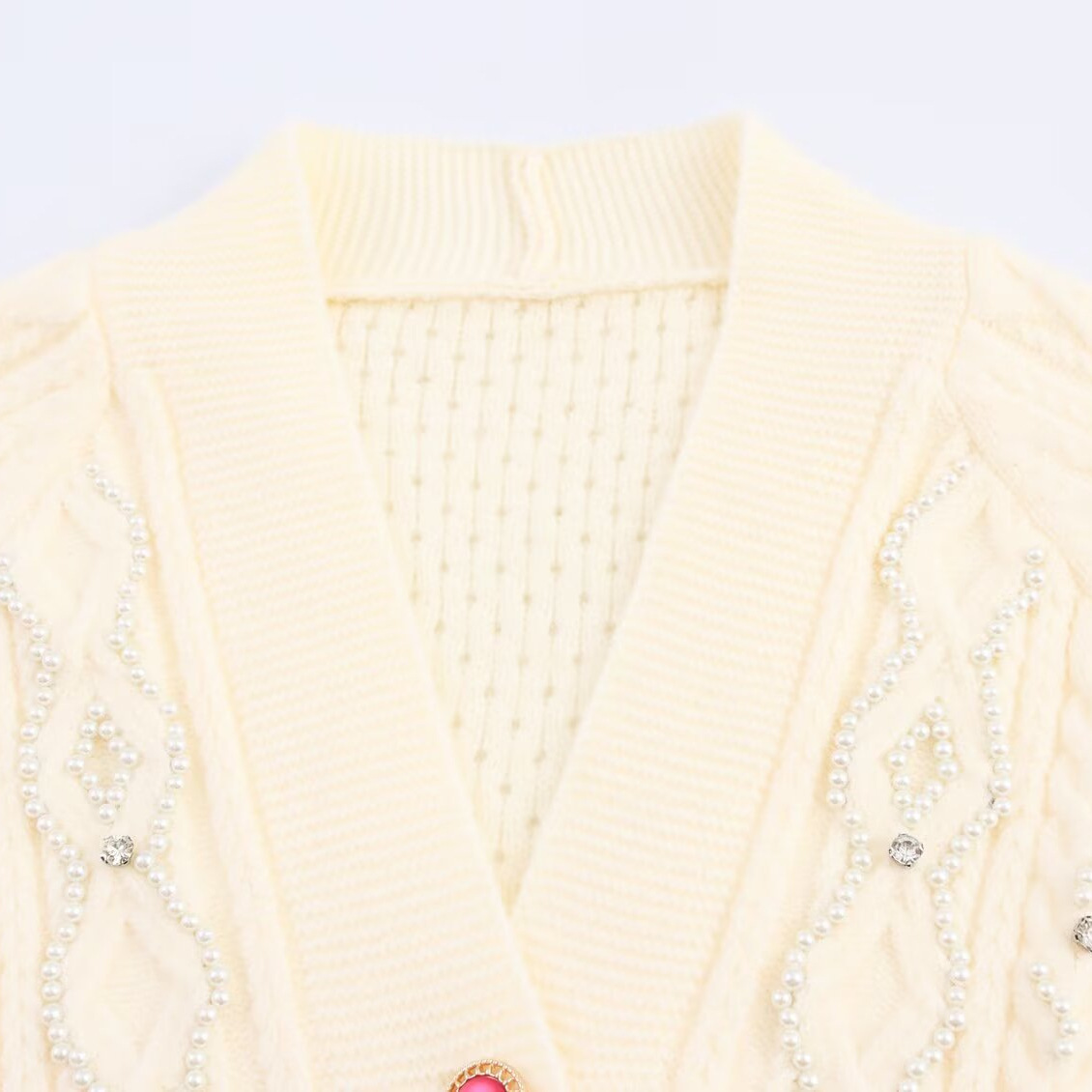 Knit Top Women's Beaded Drawstring Casual Chic KUN-00010