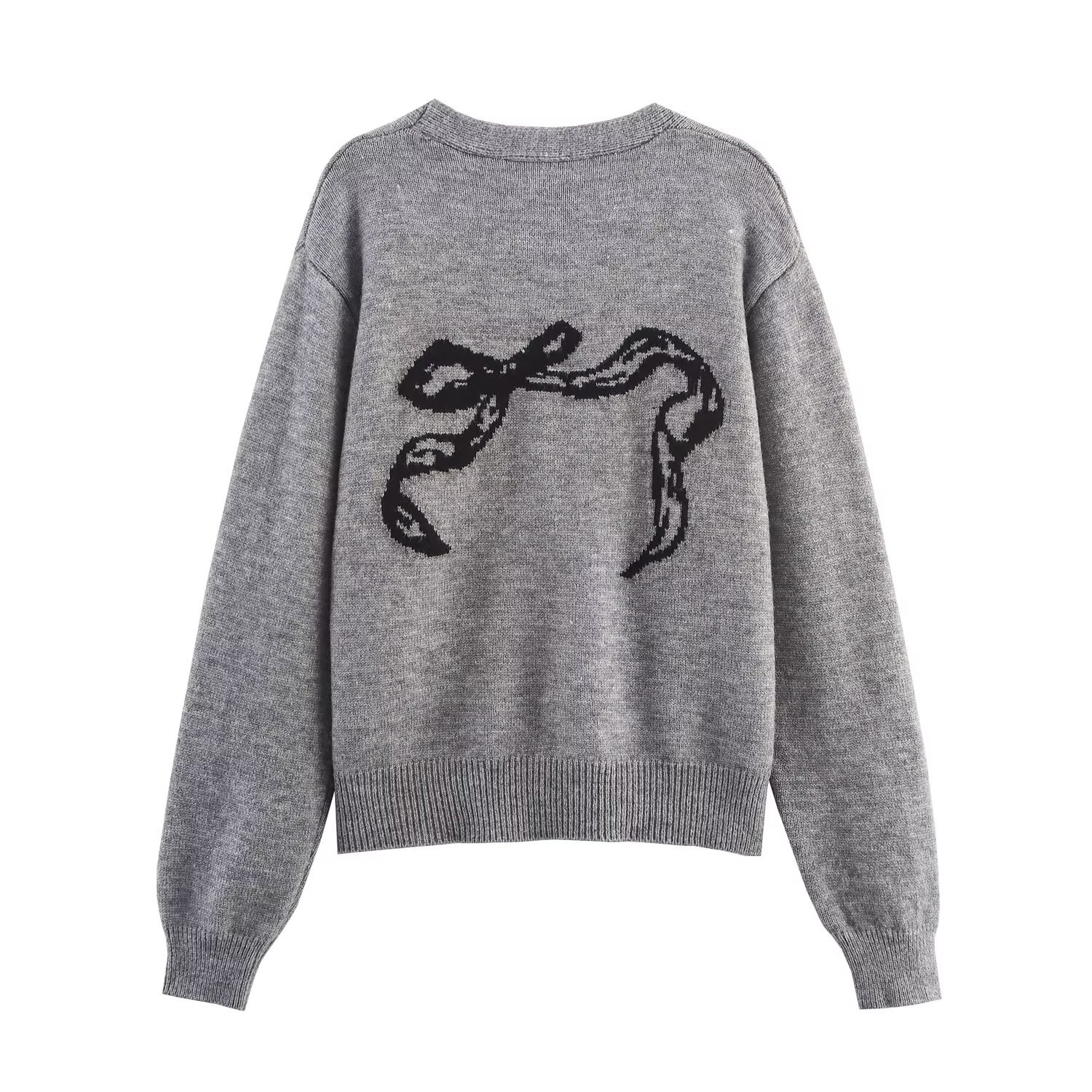 Knit Cardigan Jacquard Sweater - Stylish Casual Outerwear KUN-00011