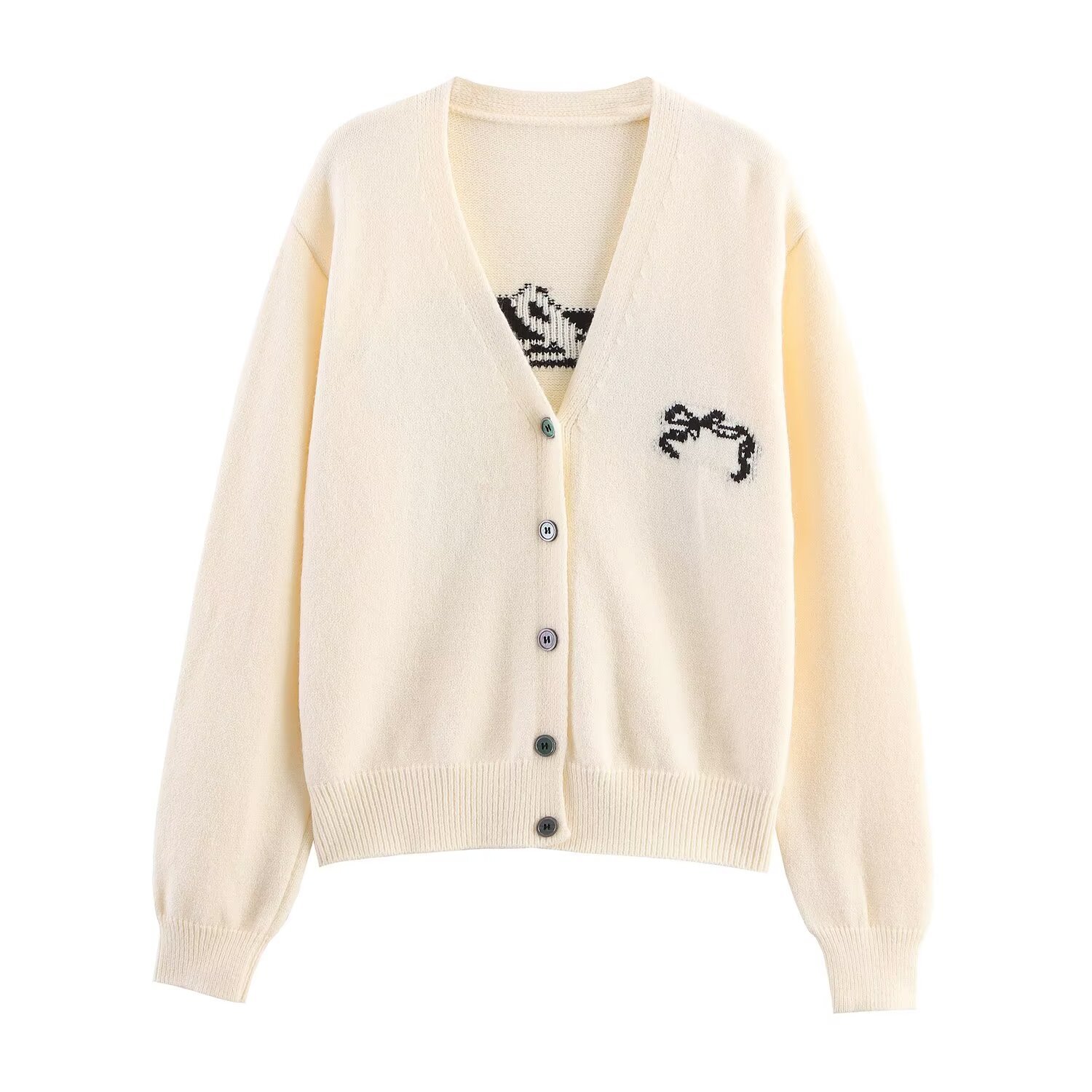 Knit Cardigan Jacquard Sweater - Stylish Casual Outerwear KUN-00011