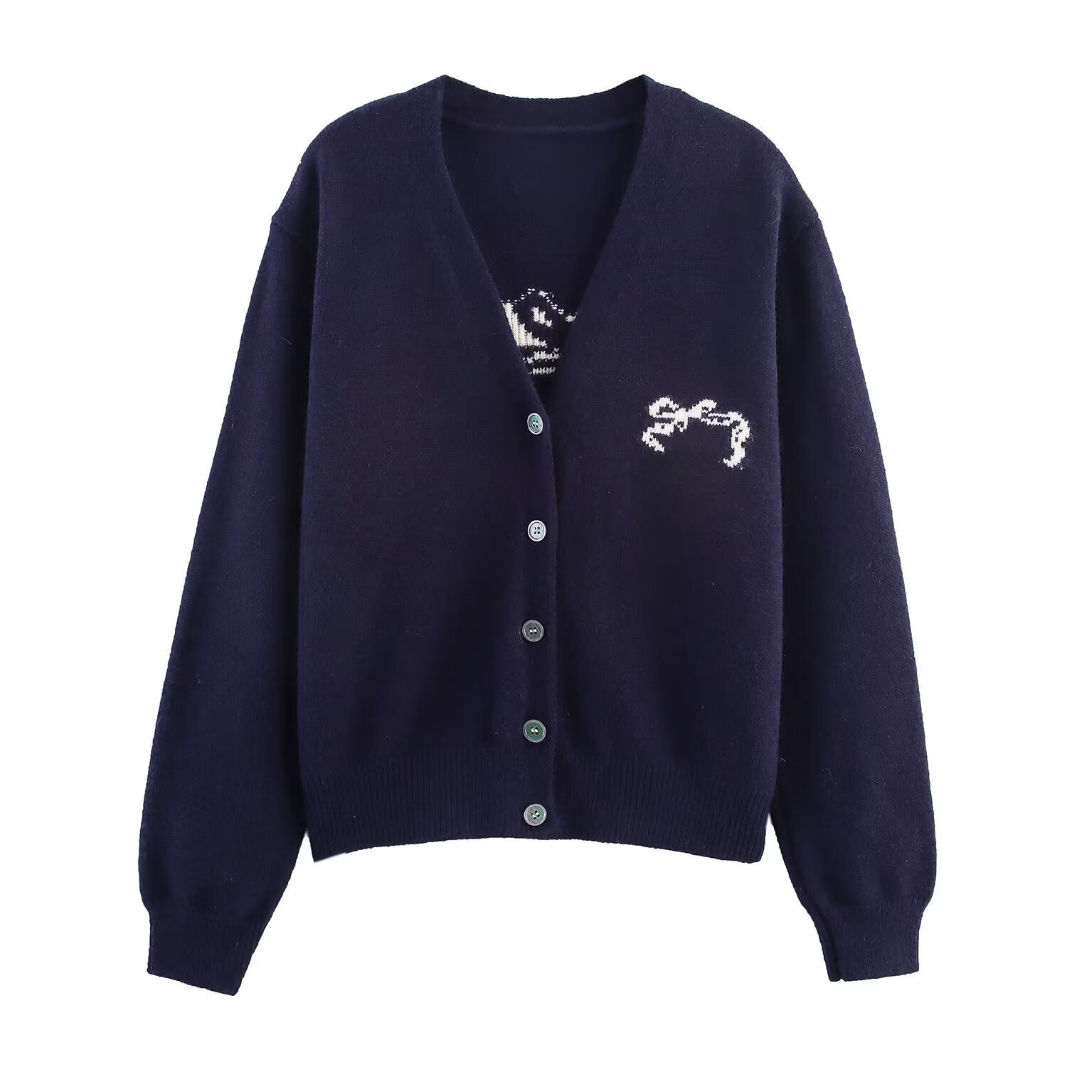 Knit Cardigan Jacquard Sweater - Stylish Casual Outerwear KUN-00011