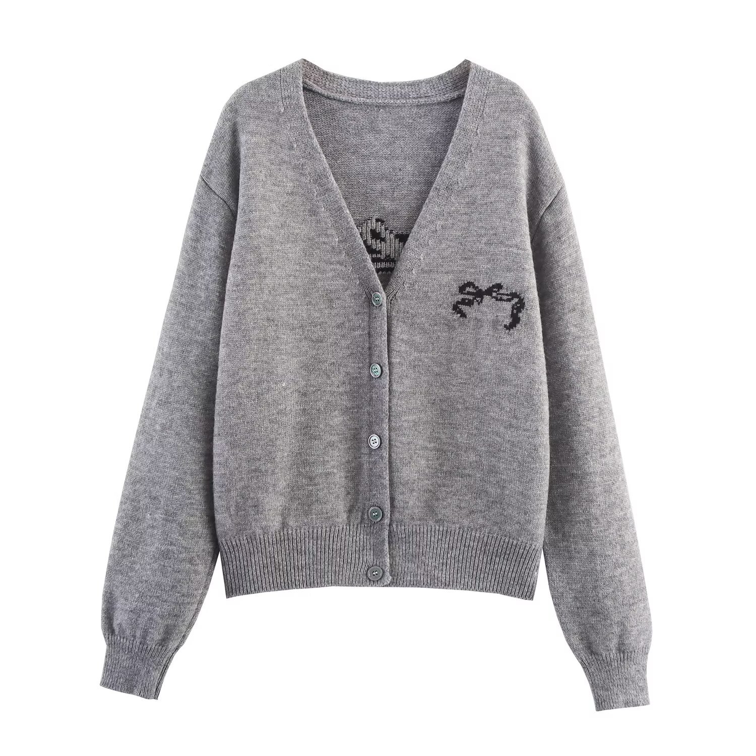 Knit Cardigan Jacquard Sweater - Stylish Casual Outerwear KUN-00011