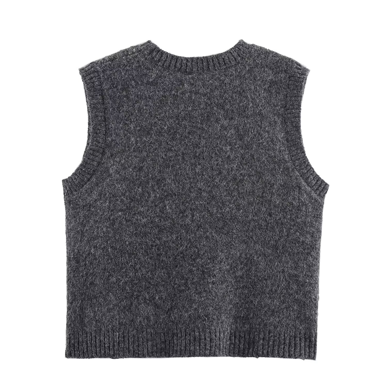 Gebreid vest met 3D-bloemenprint, stijlvolle tanktop KUN-00069