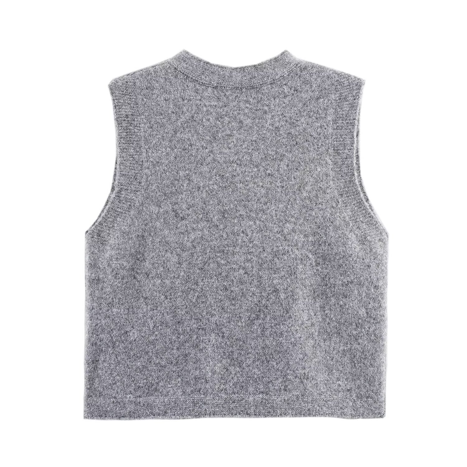 Chaleco de punto floral - Top sin mangas de estilo europeo moderno KUN-00071