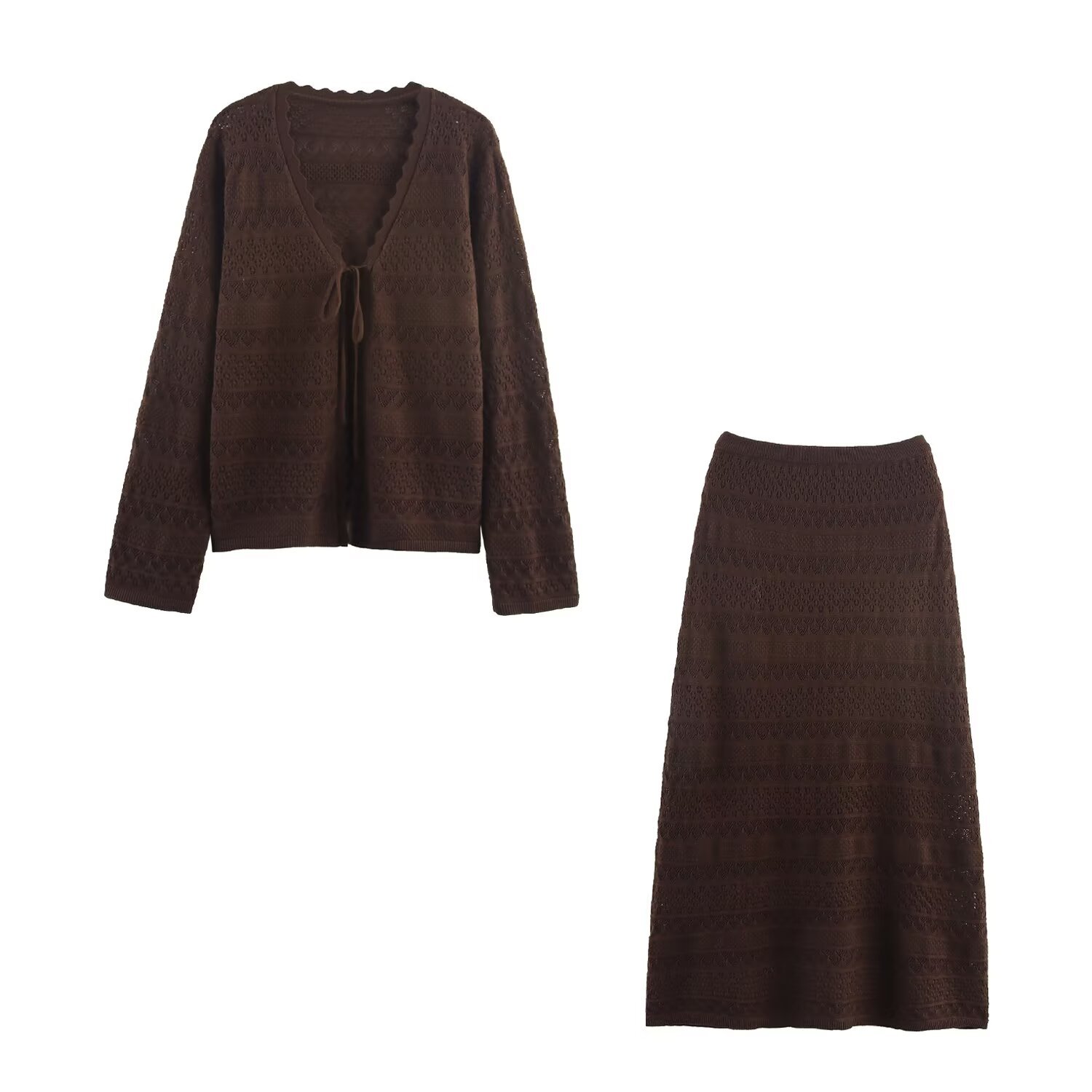 Conjunto de punto de seda - Traje versátil de estilo europeo para mujer KUN-00066