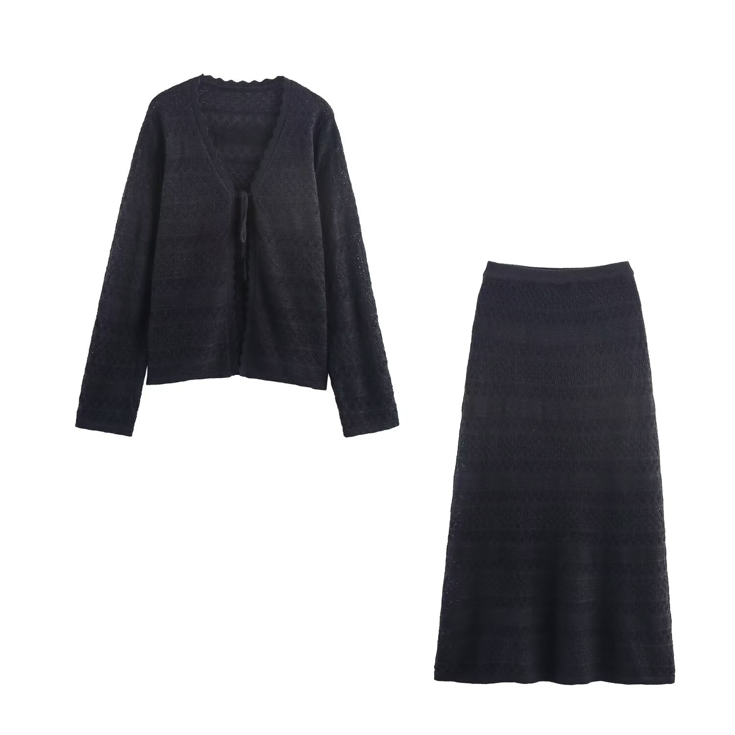 Conjunto de punto de seda - Traje versátil de estilo europeo para mujer KUN-00066