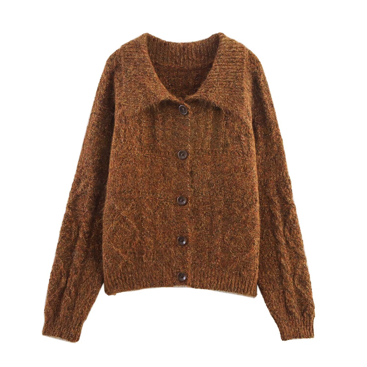 Knit Cardigan - Stylish Floral Blend Open Front Sweater KUN-00043