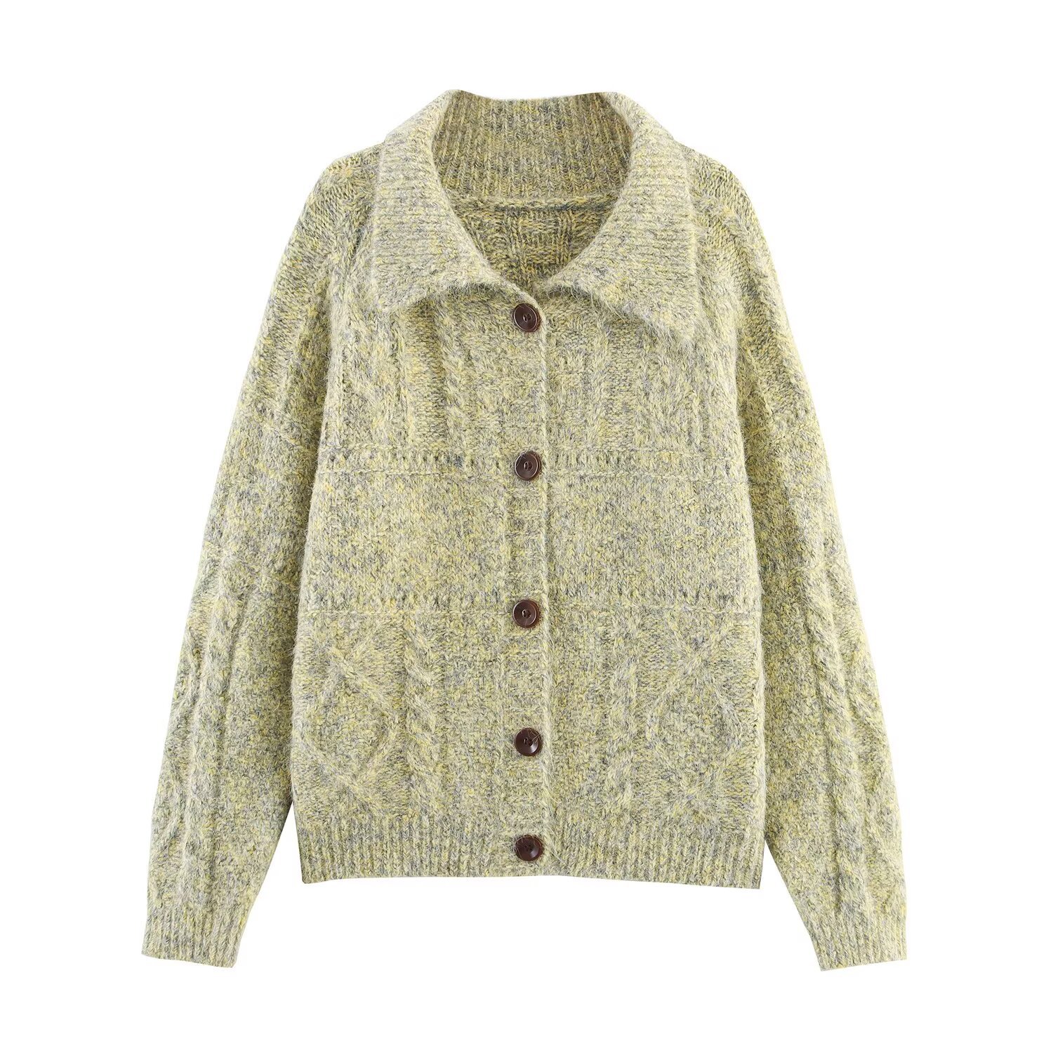 Knit Cardigan - Stylish Floral Blend Open Front Sweater KUN-00043