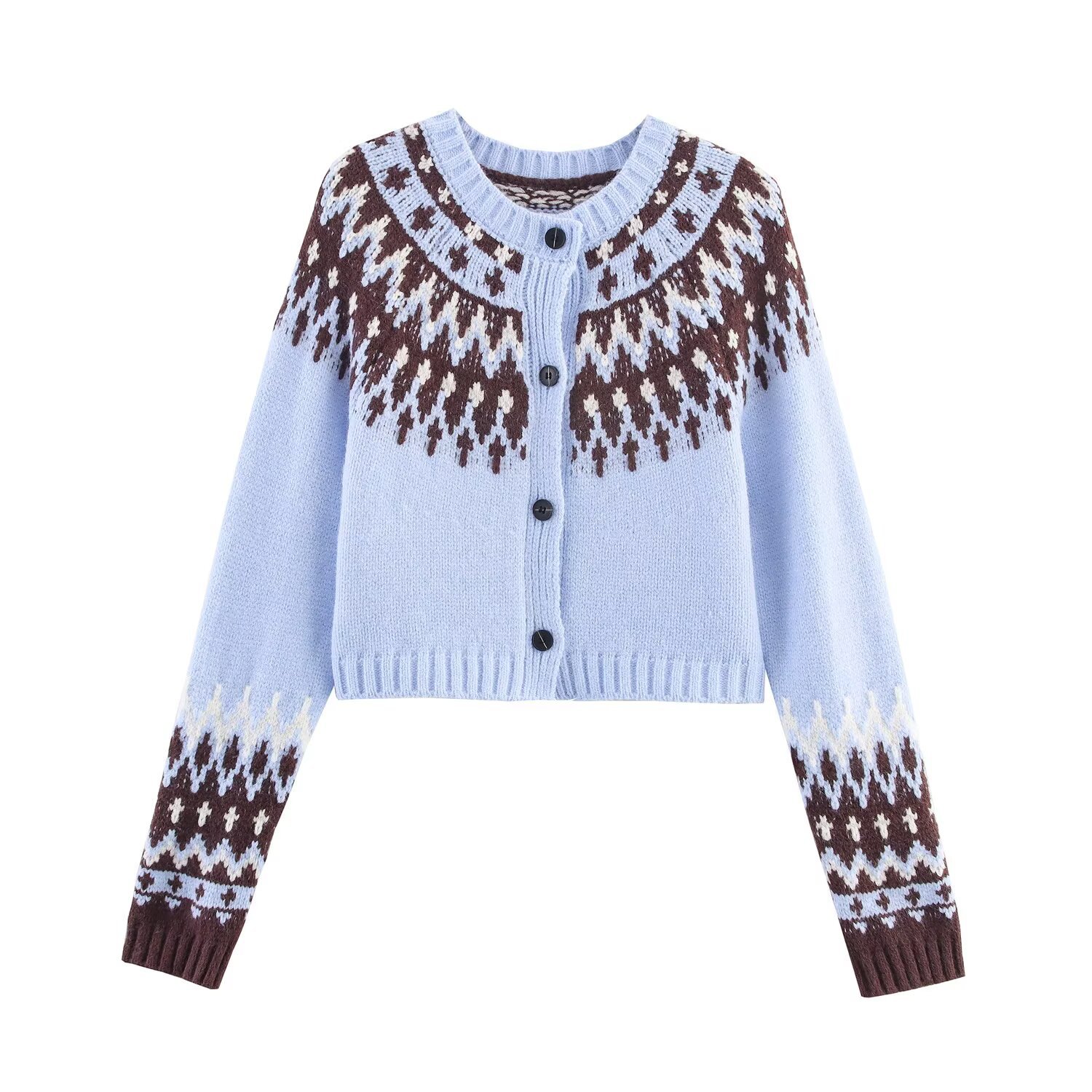 Jacquard Knit Cardigan - European Style Trendy Casual KUN-00035