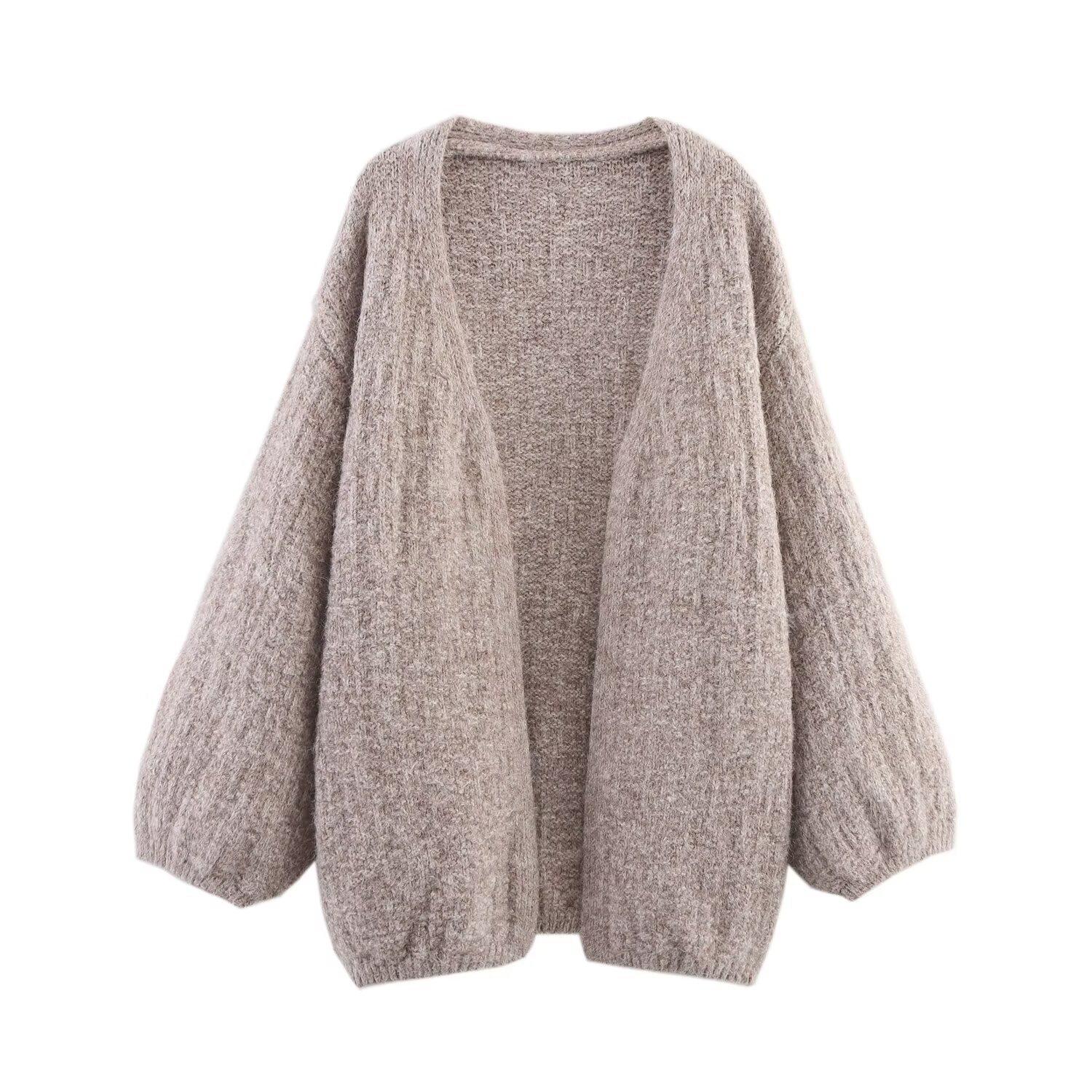 Knit Cardigan Sweater - European Style Casual Buttonless KUN-00045