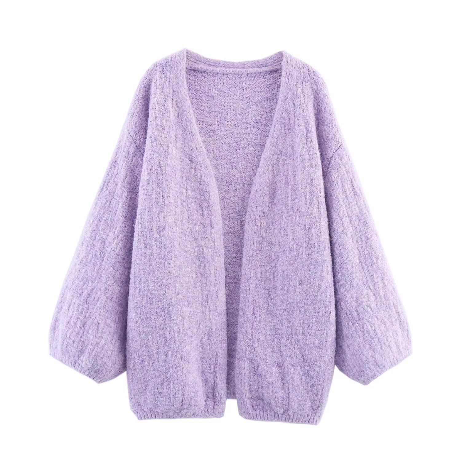 Knit Cardigan Sweater - European Style Casual Buttonless KUN-00045