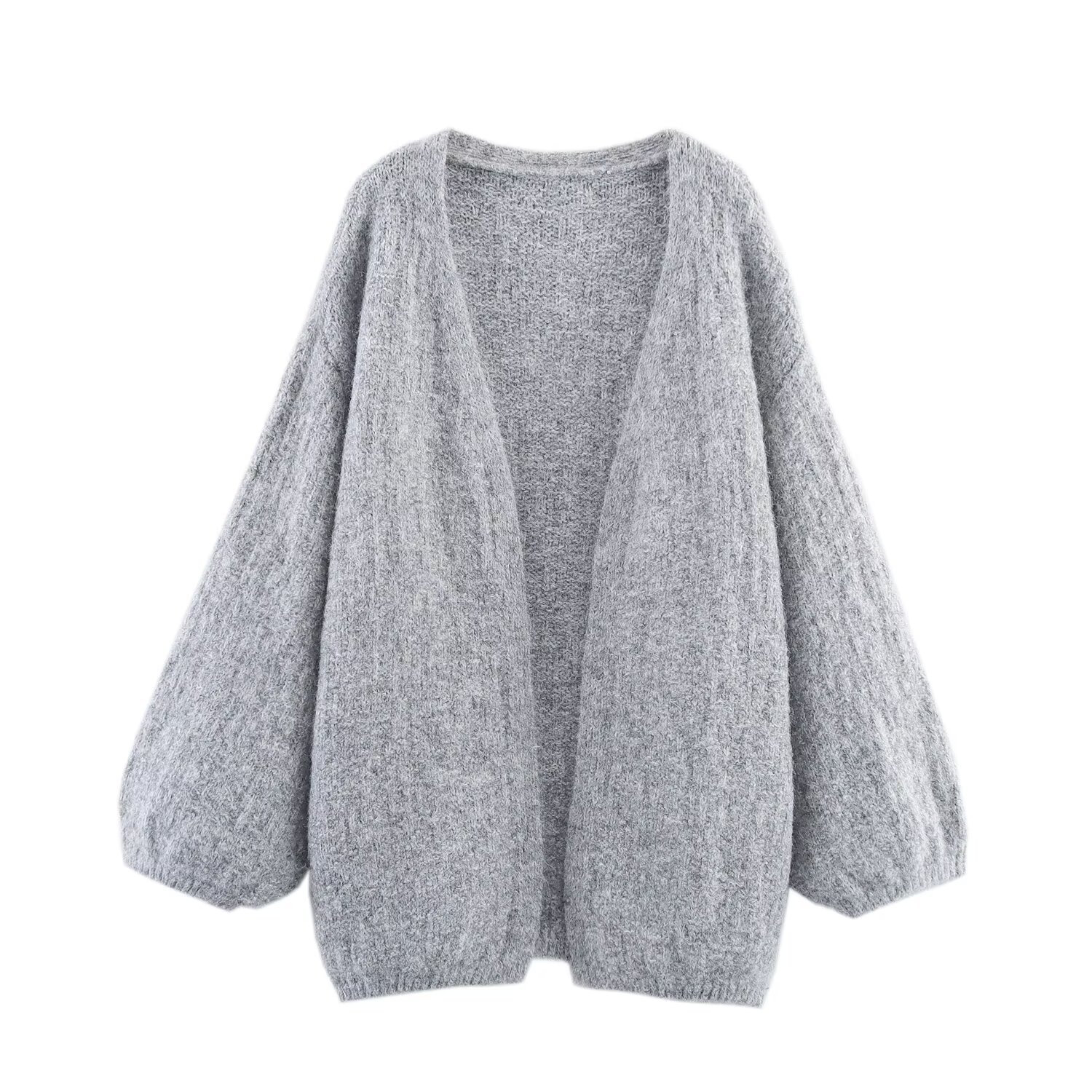 Knit Cardigan Sweater - European Style Casual Buttonless KUN-00045