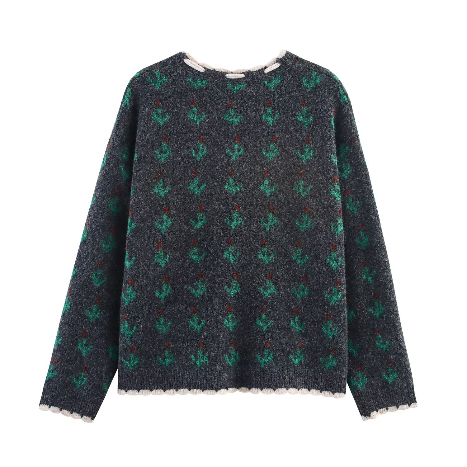 Gebreide set, stijlvolle jacquard damesoutfit KUN-00043