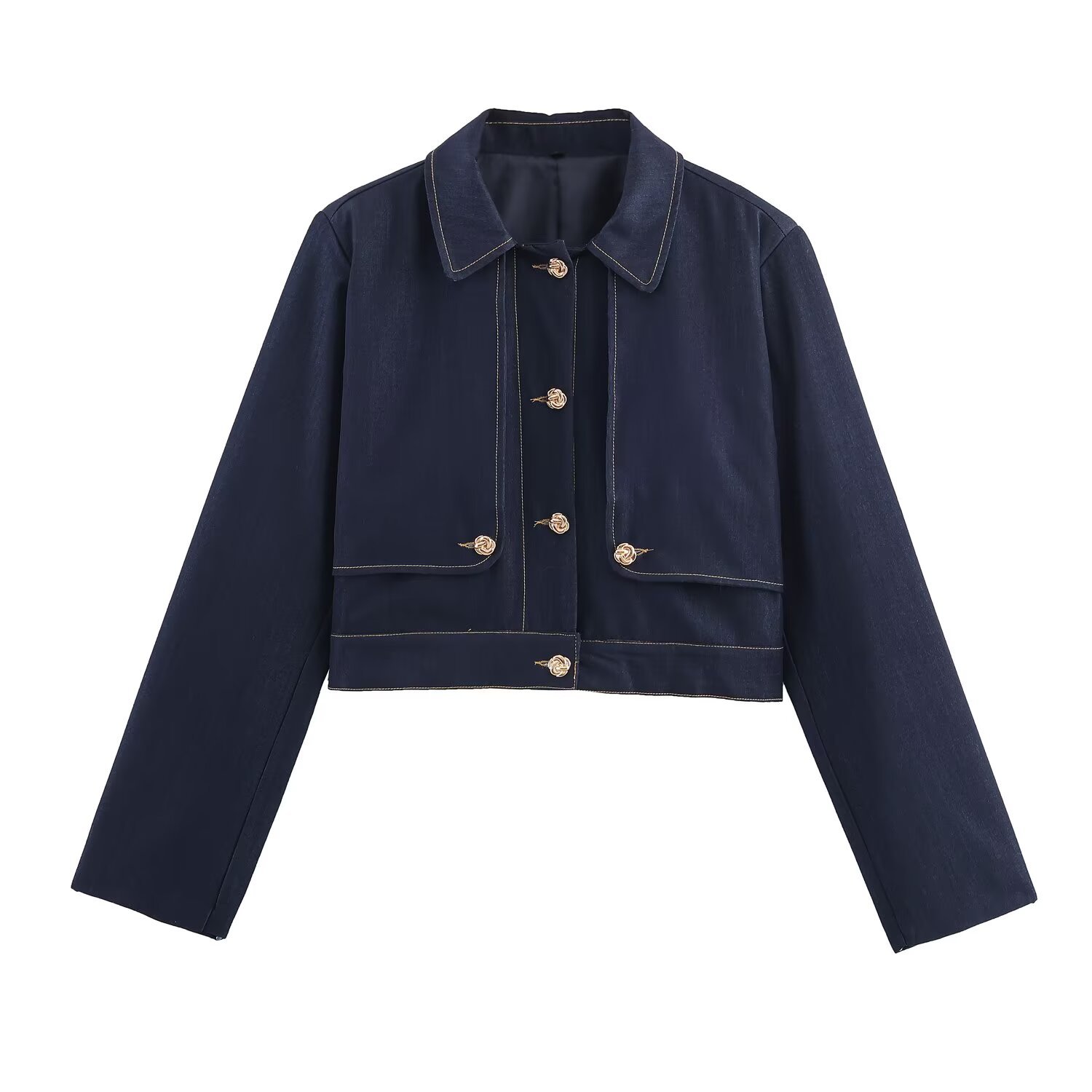 Women's Color Block Cropped Jacket & Straight Leg Pants Set KUN-00079