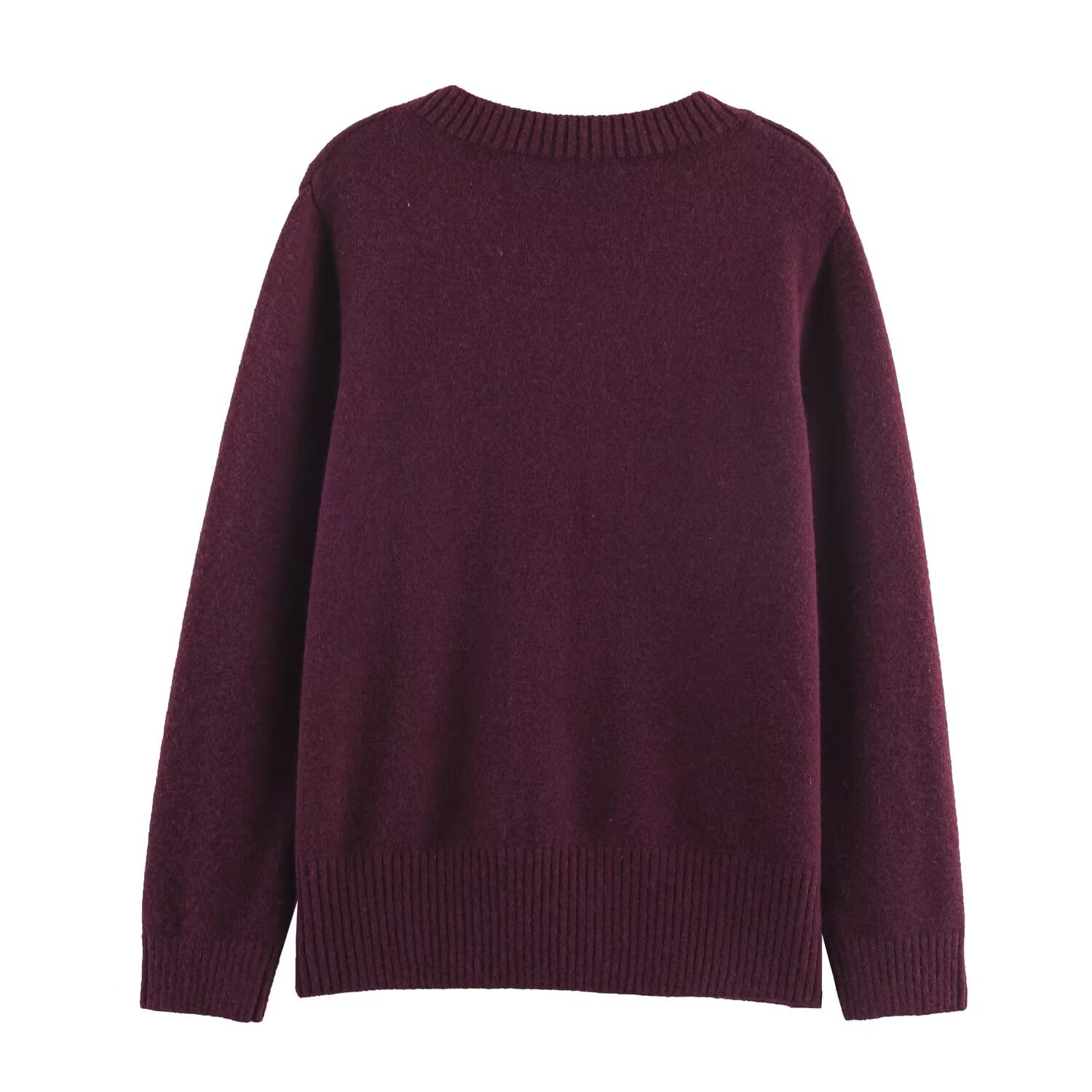 Knit V-Neck Top - European Style Casual Sweater KUN-00043