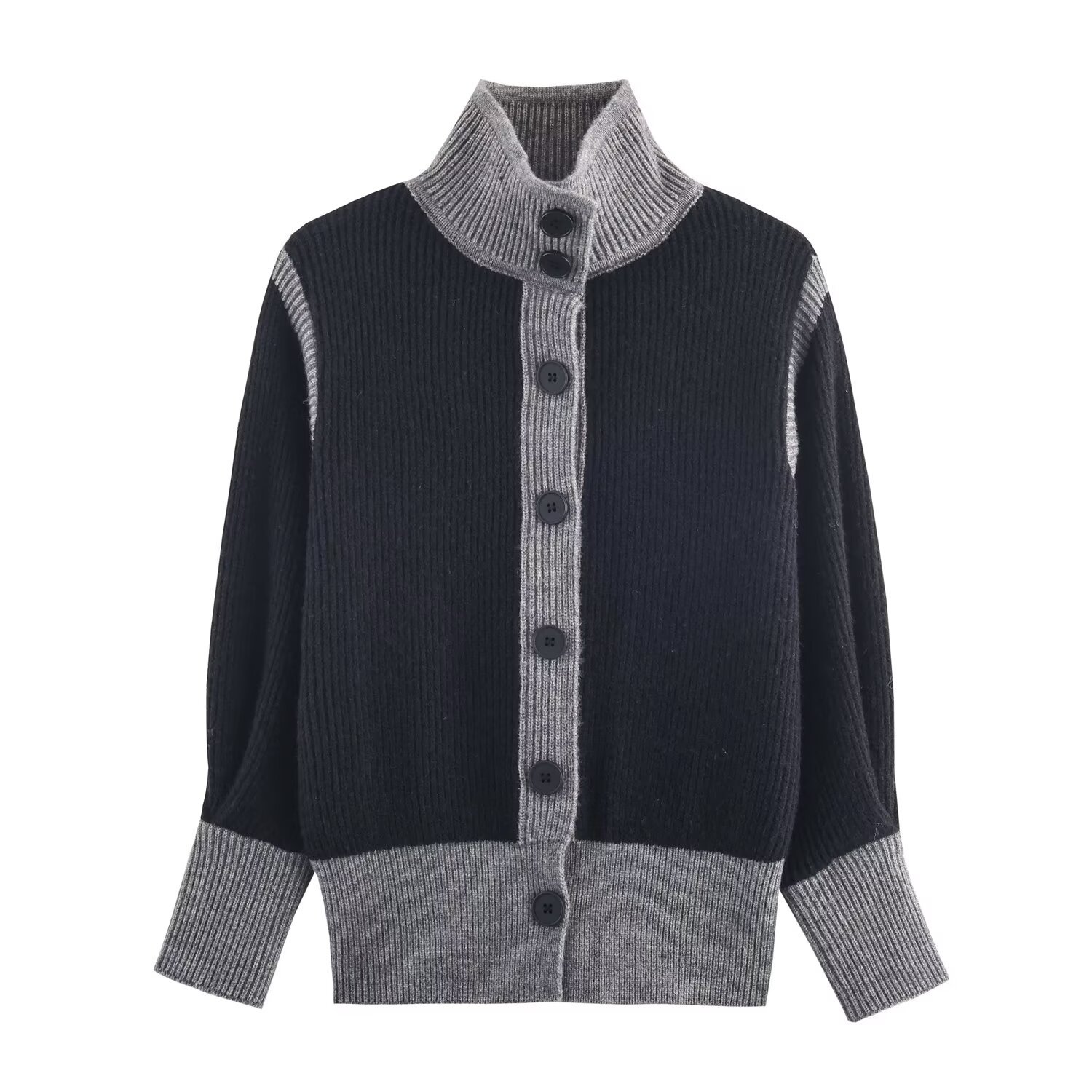 Gilet en maille color block, haut tendance et décontracté KUN-00070