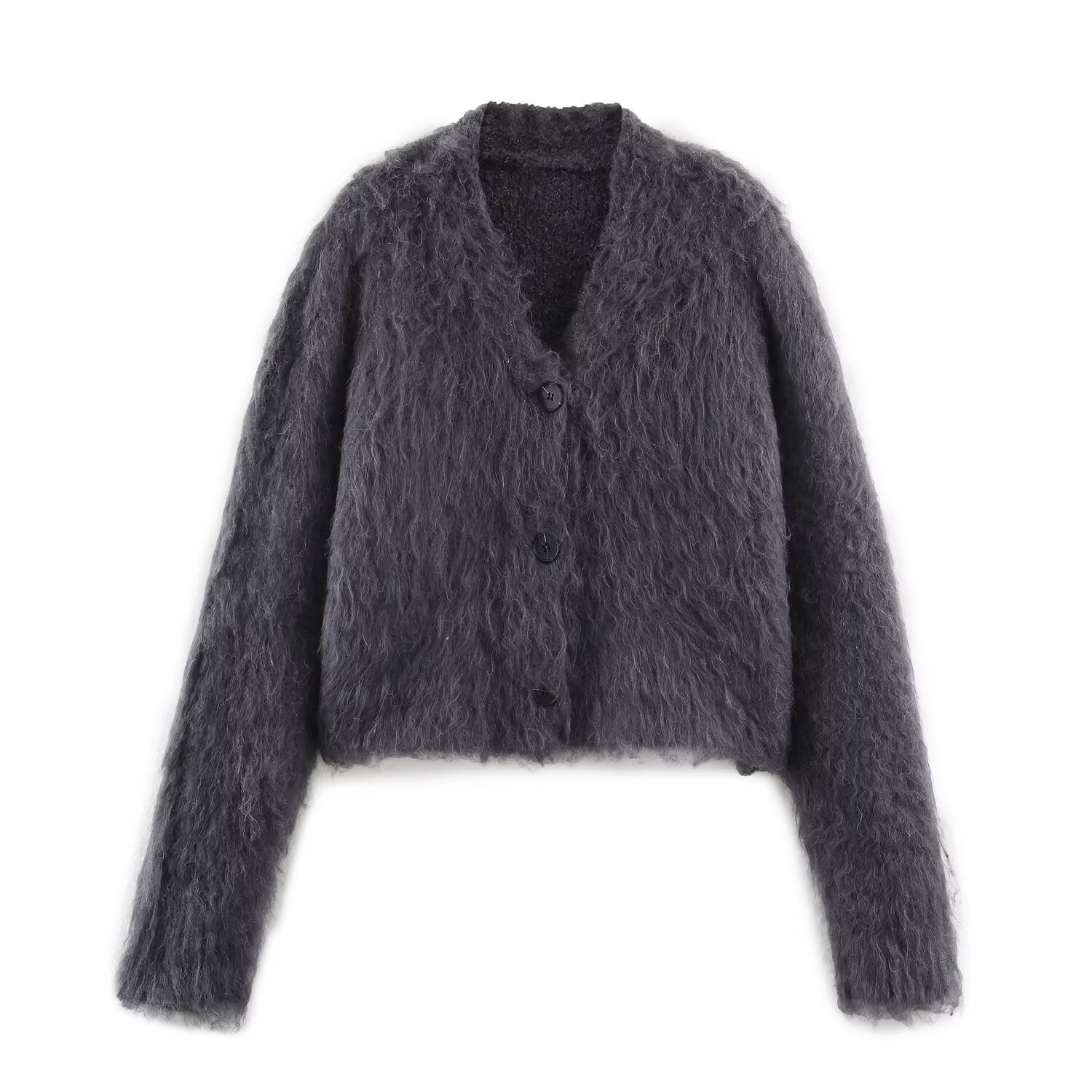 Suéter tipo cárdigan de punto - Elegante suéter de manga larga con abertura frontal KUN-00128