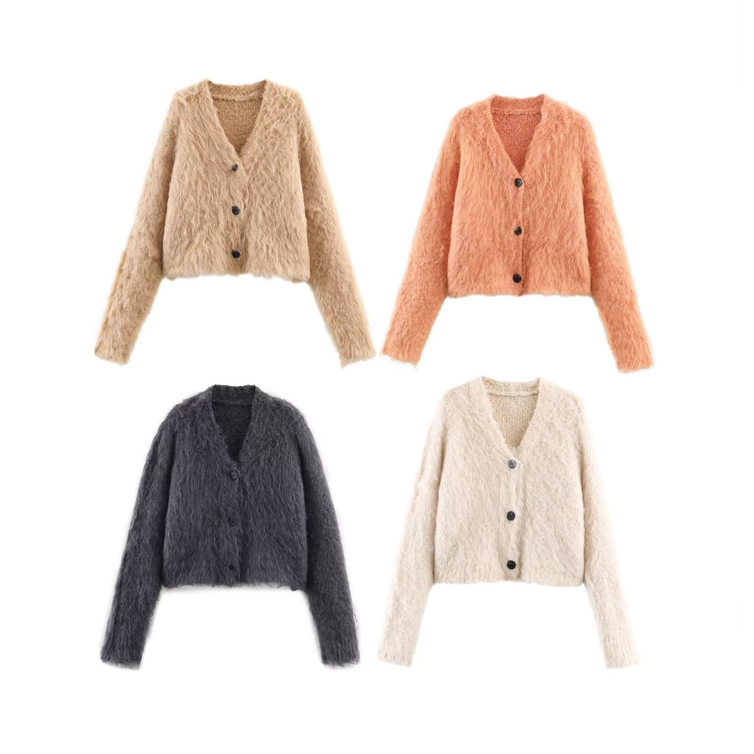 Suéter tipo cárdigan de punto - Elegante suéter de manga larga con abertura frontal KUN-00128