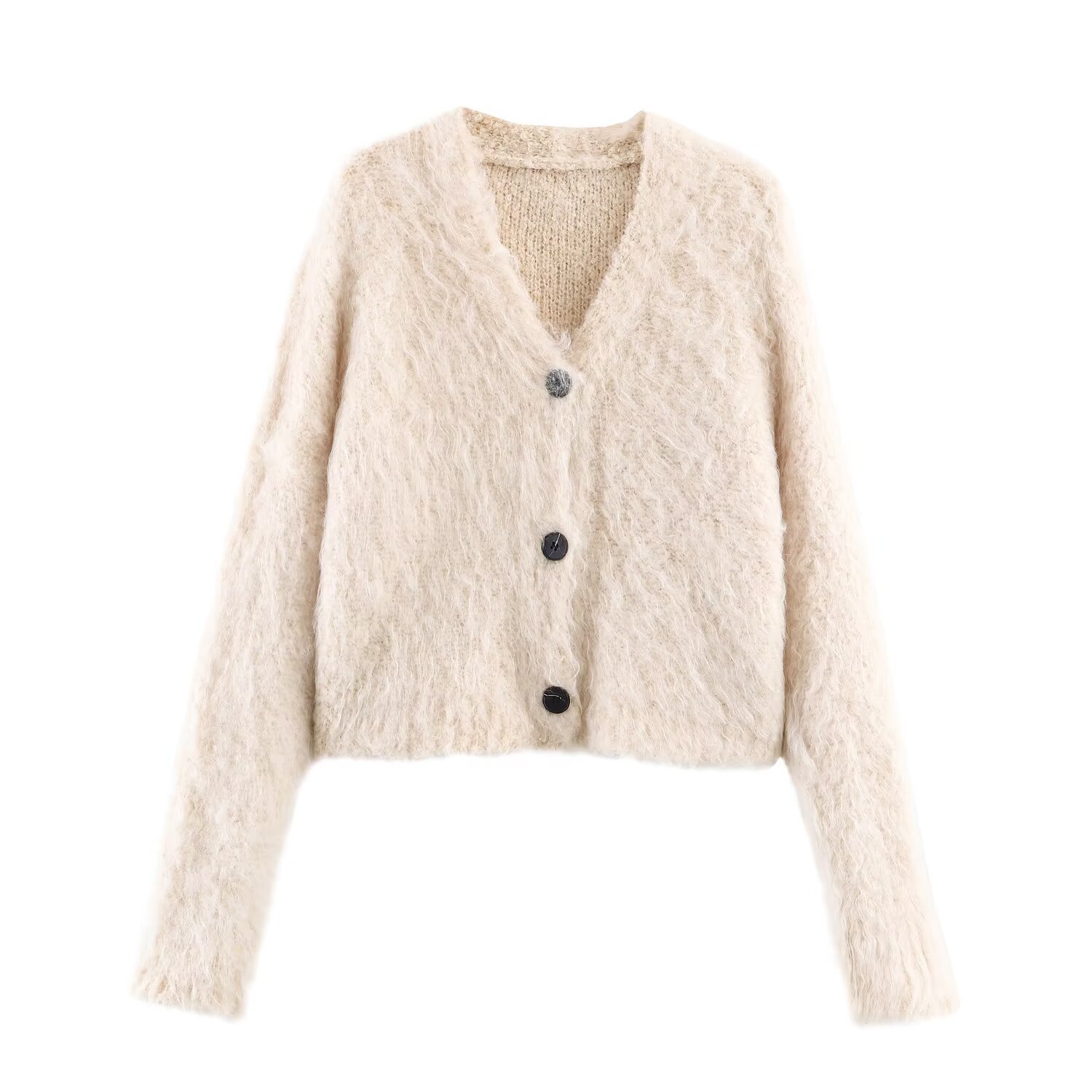 Suéter tipo cárdigan de punto - Elegante suéter de manga larga con abertura frontal KUN-00128