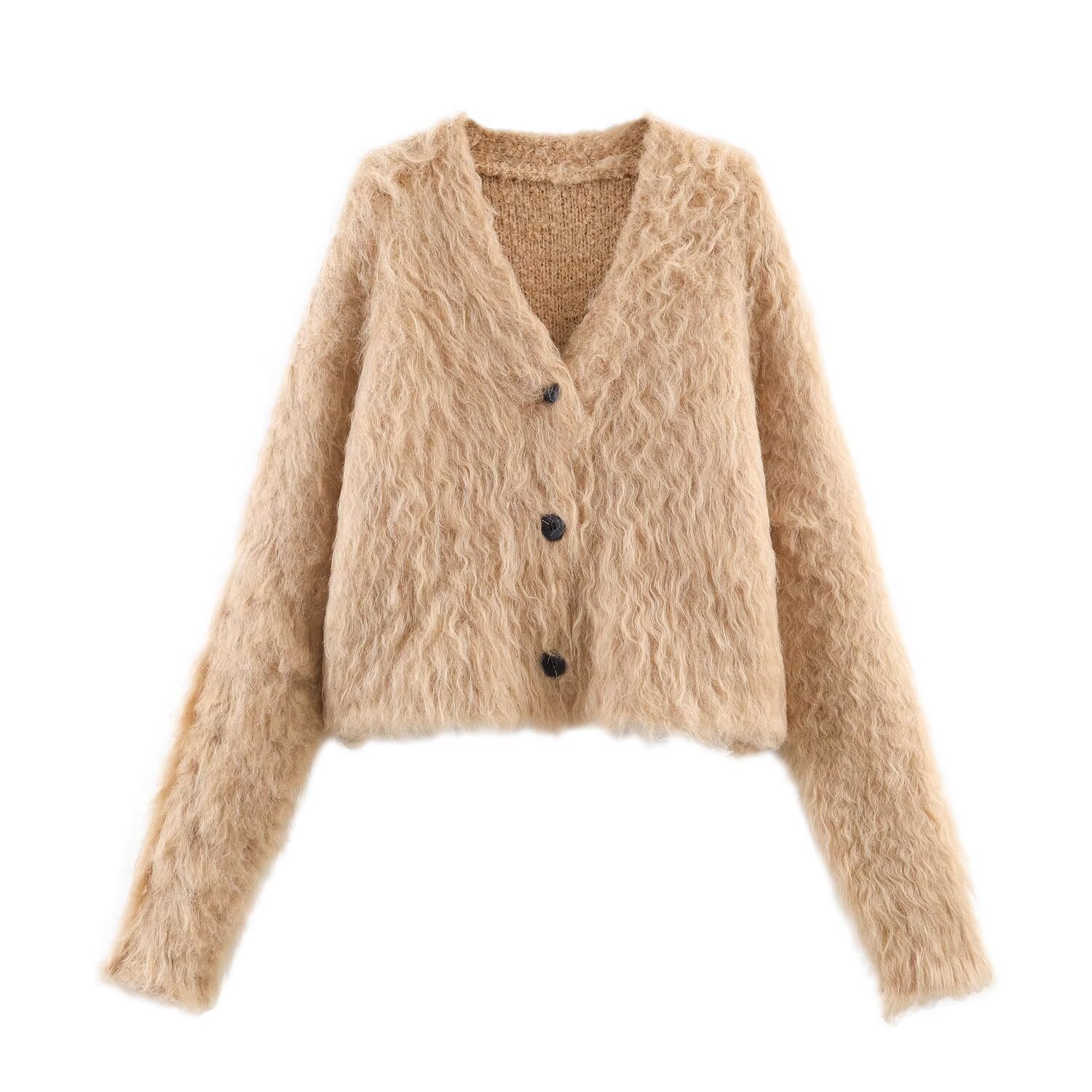 Suéter tipo cárdigan de punto - Elegante suéter de manga larga con abertura frontal KUN-00128