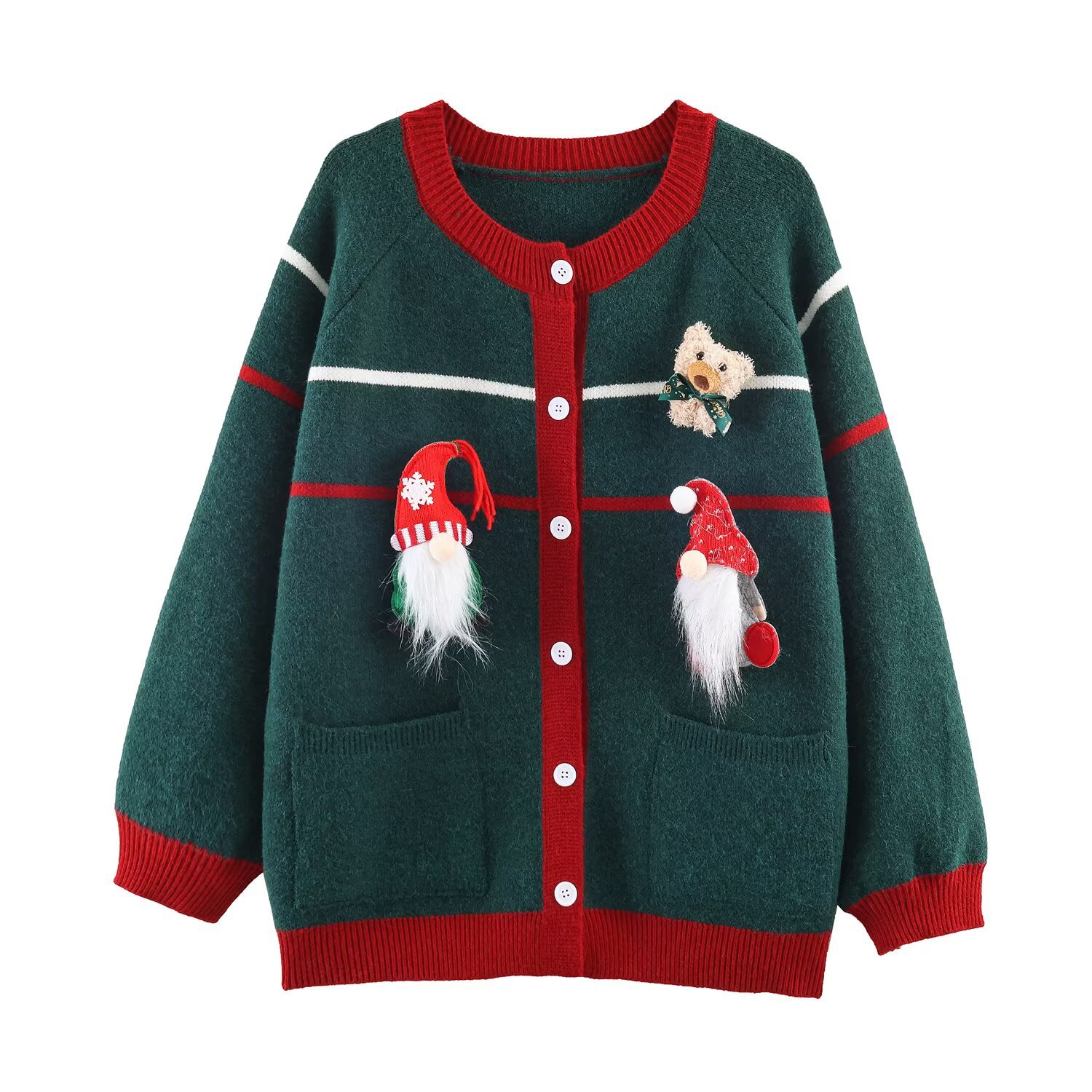 Cárdigan de punto - Elegante suéter navideño abierto KUN-00103