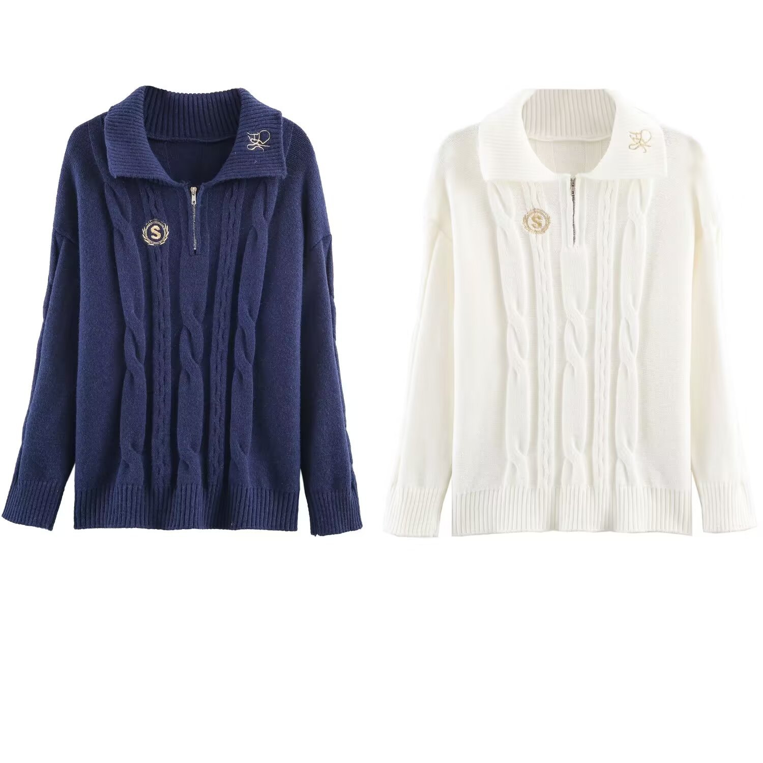 Knit Polo Shirt - Embroidered Trendy Casual Top KUN-00099