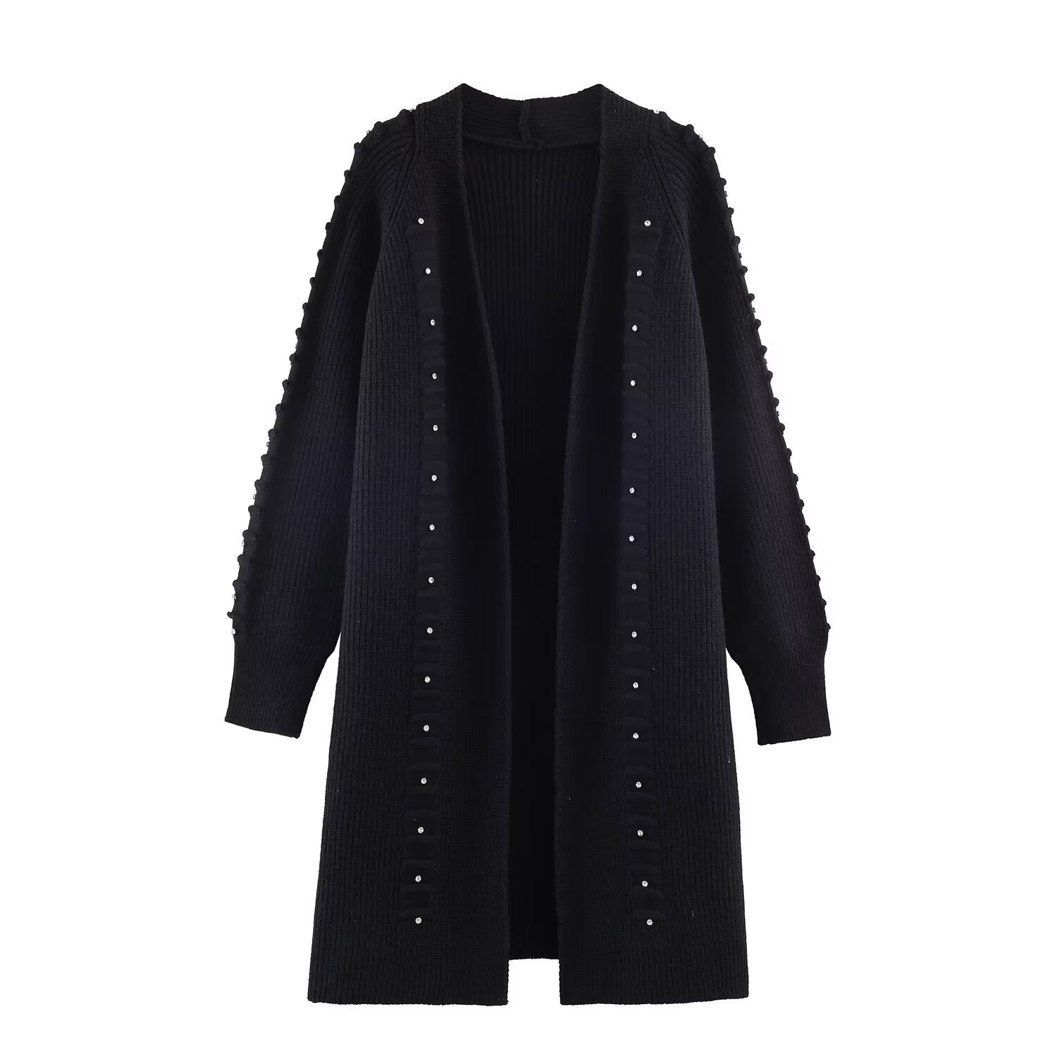 Cárdigan de punto con detalle de remaches, prenda informal y elegante para el exterior KUN-00088