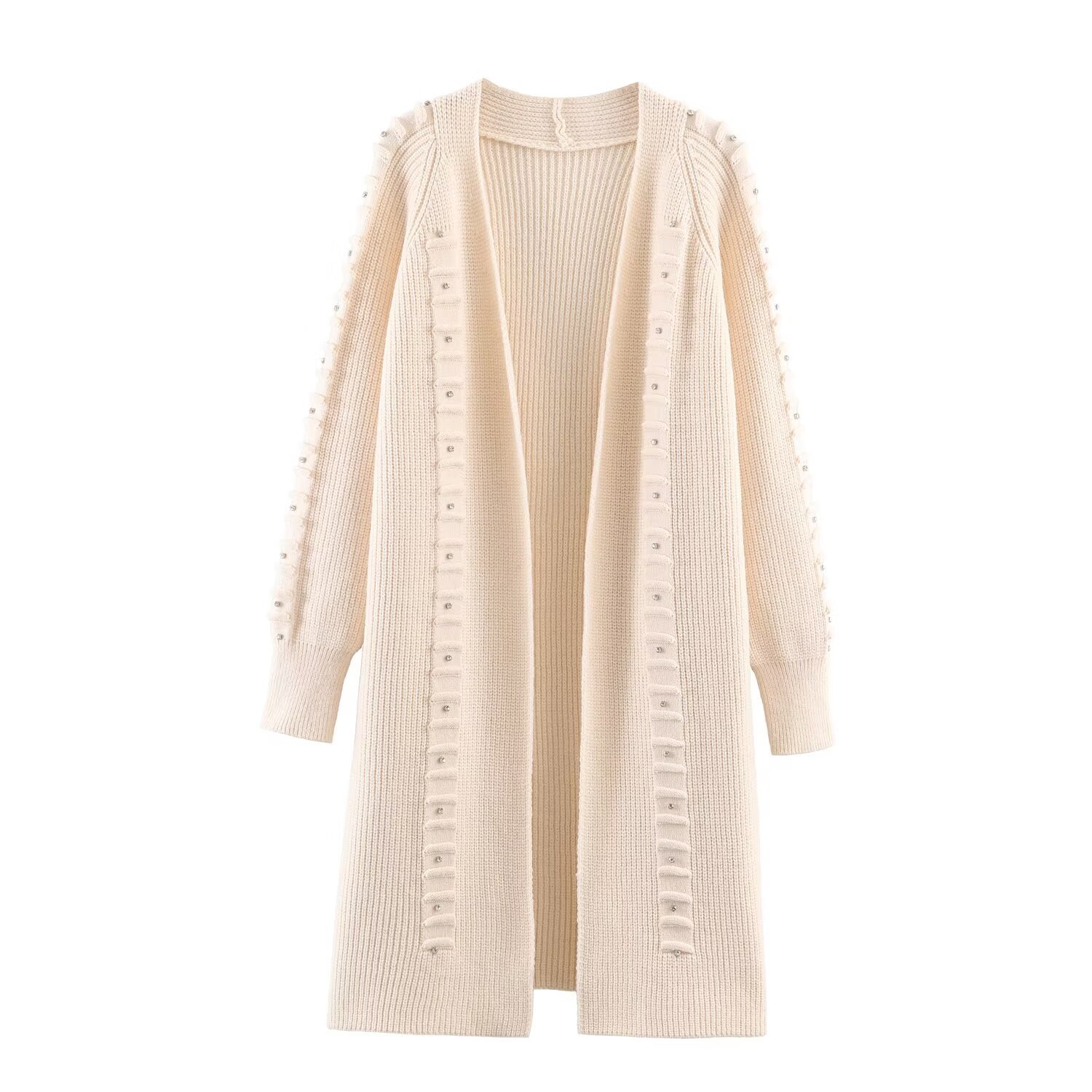 Cárdigan de punto con detalle de remaches, prenda informal y elegante para el exterior KUN-00088