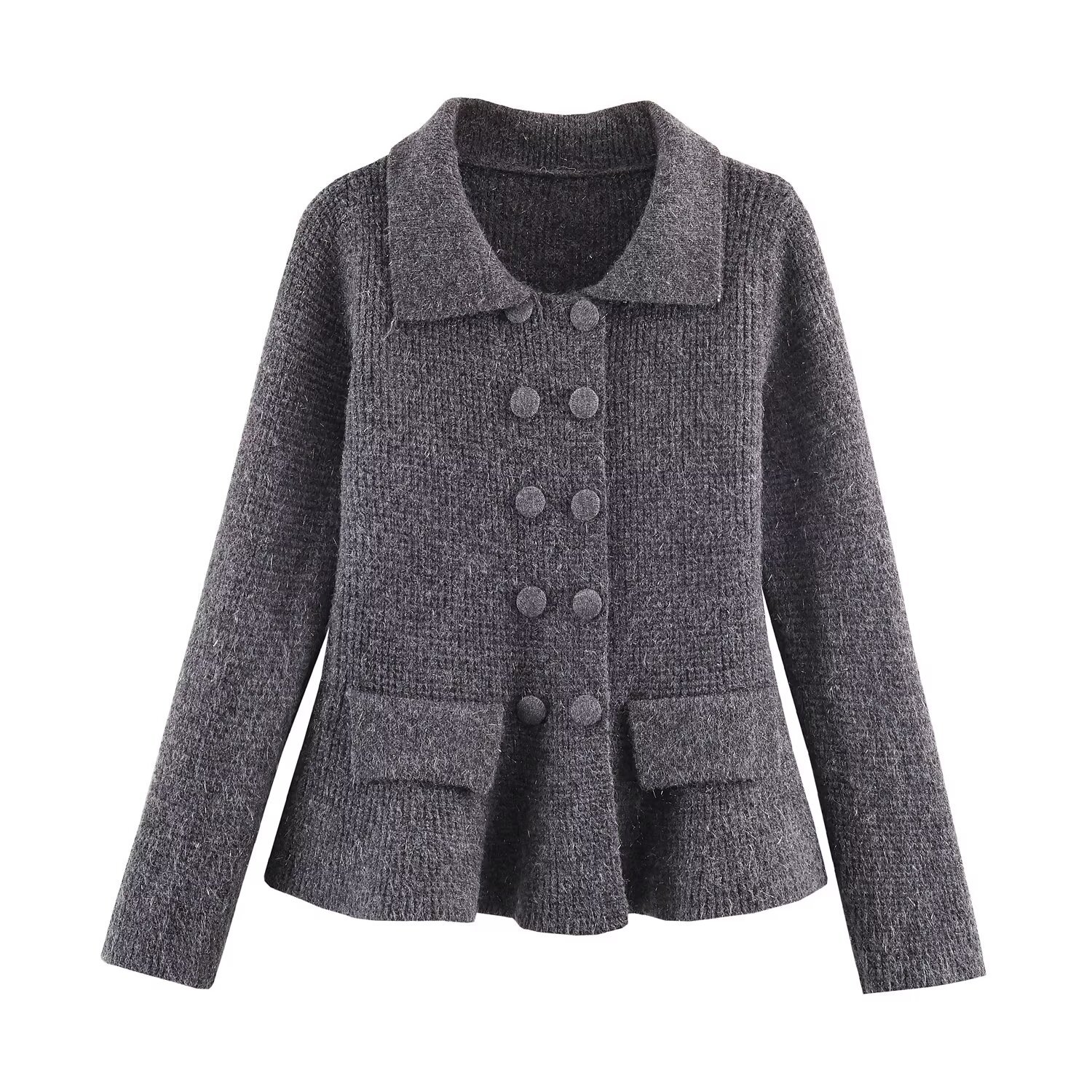 Women's Double-Breasted Cardigan Sweater - Stylish Casual Knit KUN-00029