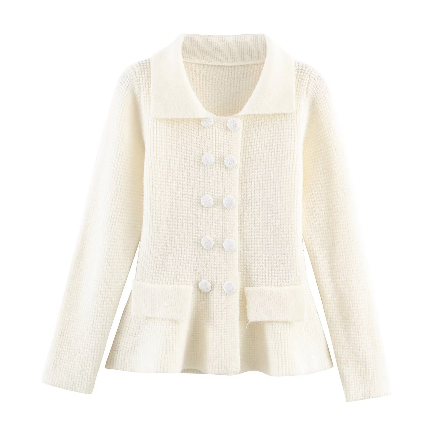 Women's Double-Breasted Cardigan Sweater - Stylish Casual Knit KUN-00029